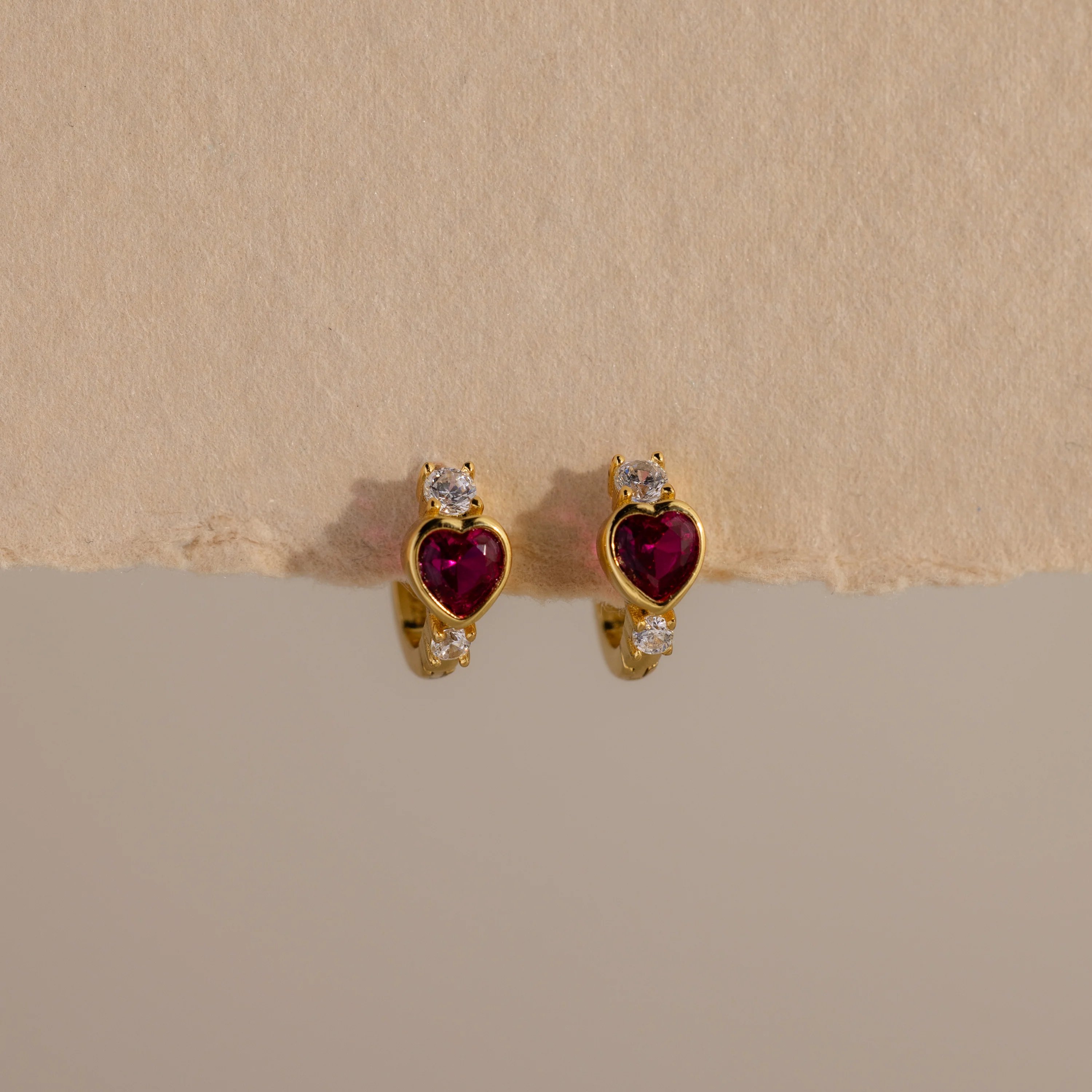 Garnet Heart Hoops - Image 7
