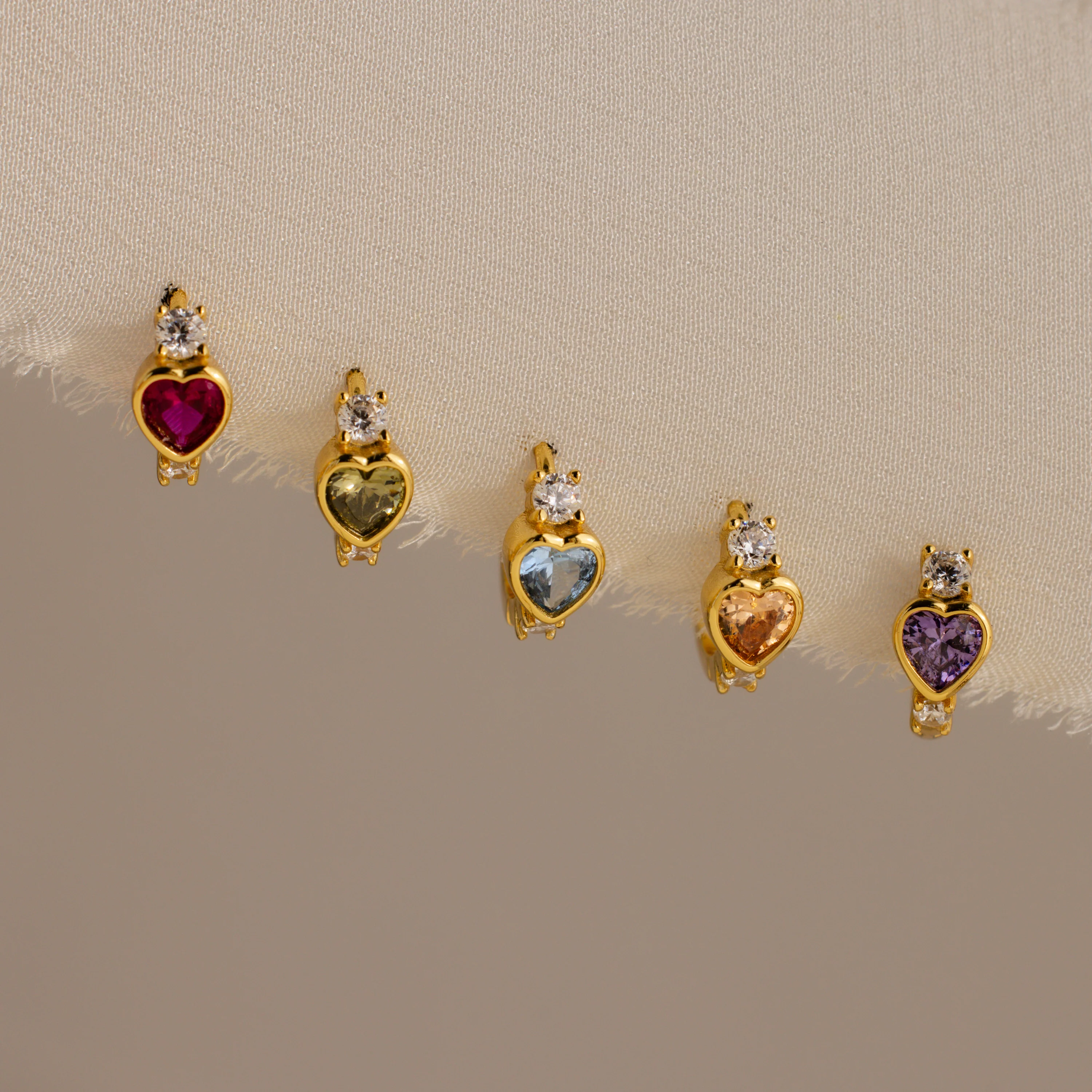 Garnet Heart Hoops - Image 3