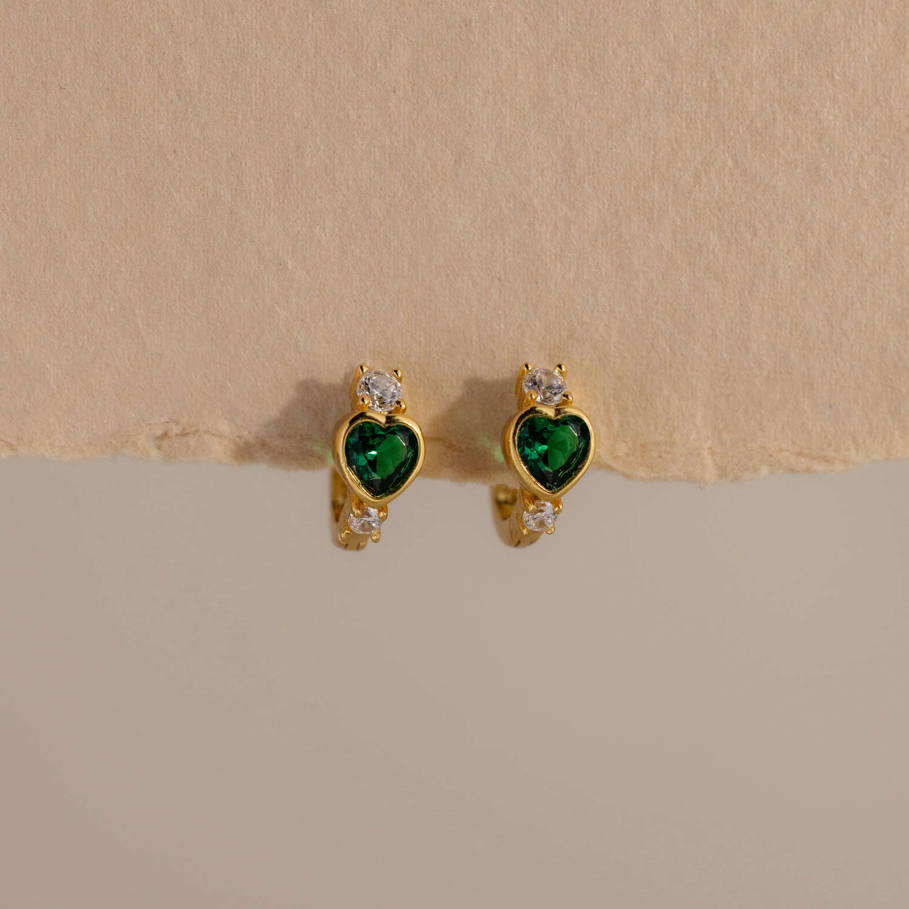 Diamond Heart Hoops