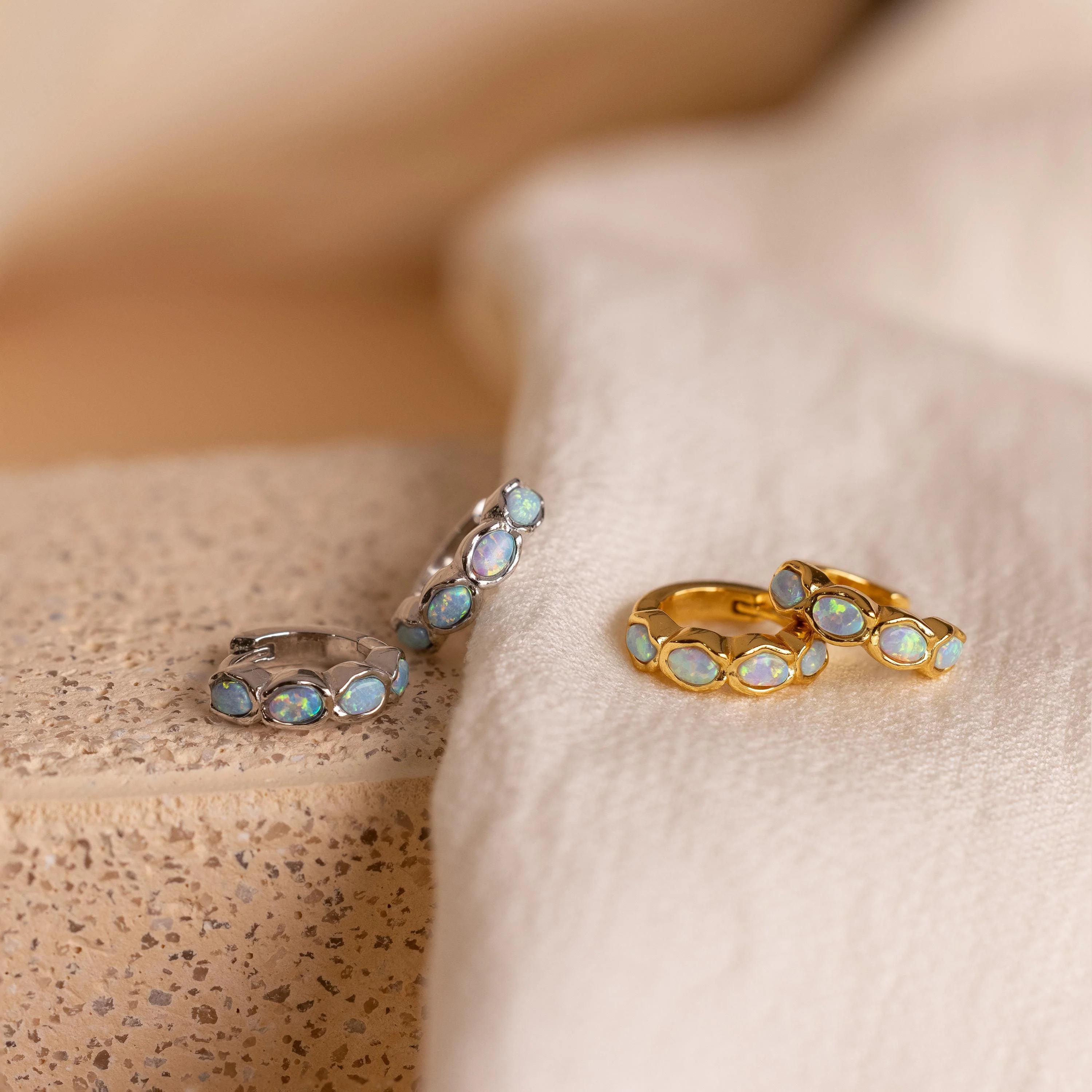 Blue Opal Beaded Huggies - Image 6