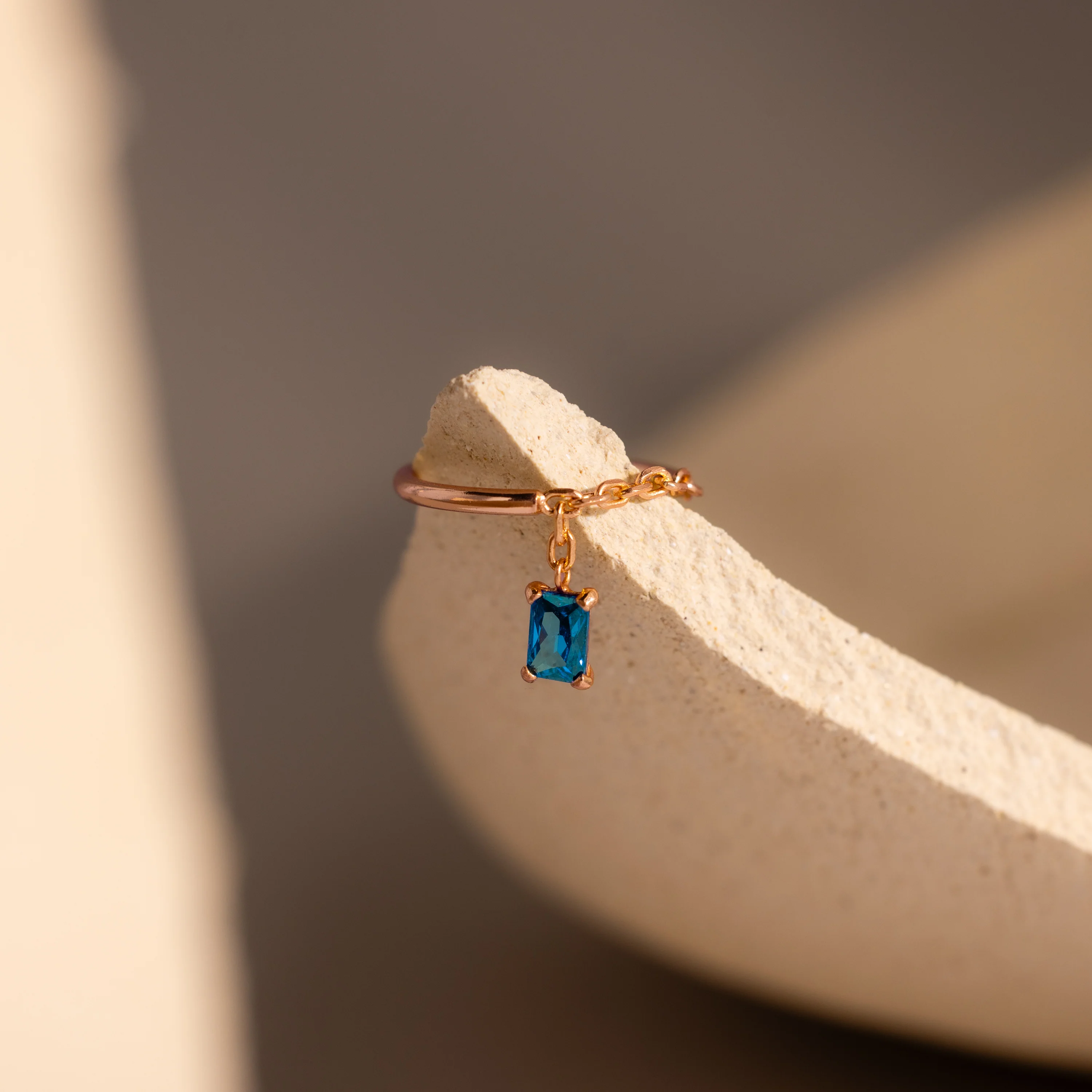 Blue Zircon Drop Chain Ring - Image 5