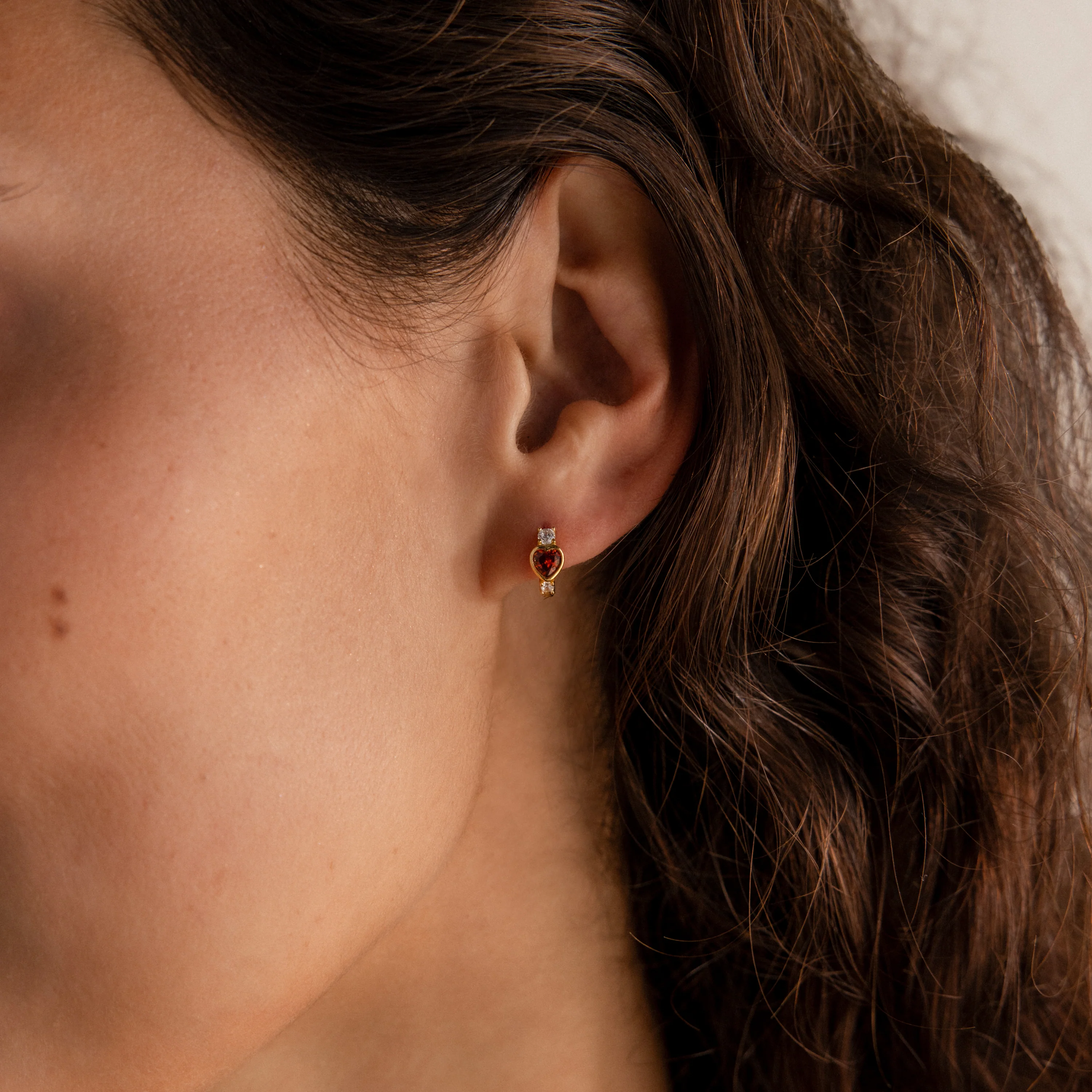 Garnet Heart Hoops - Image 2