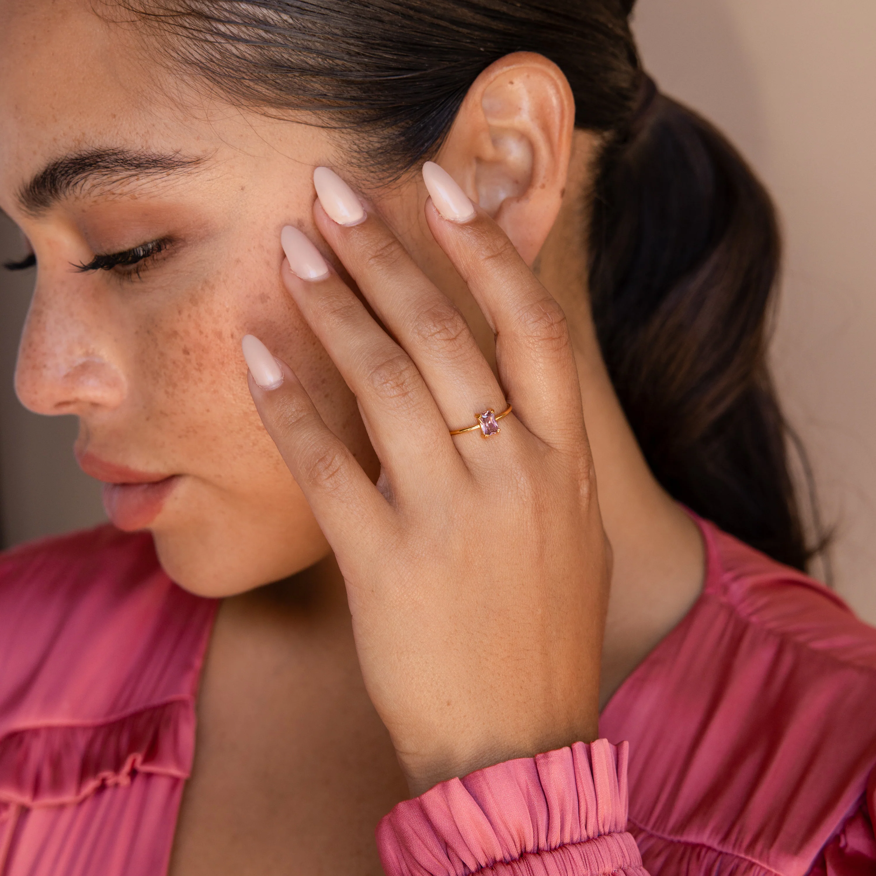 Blush Pink Emerald Ring - Image 6