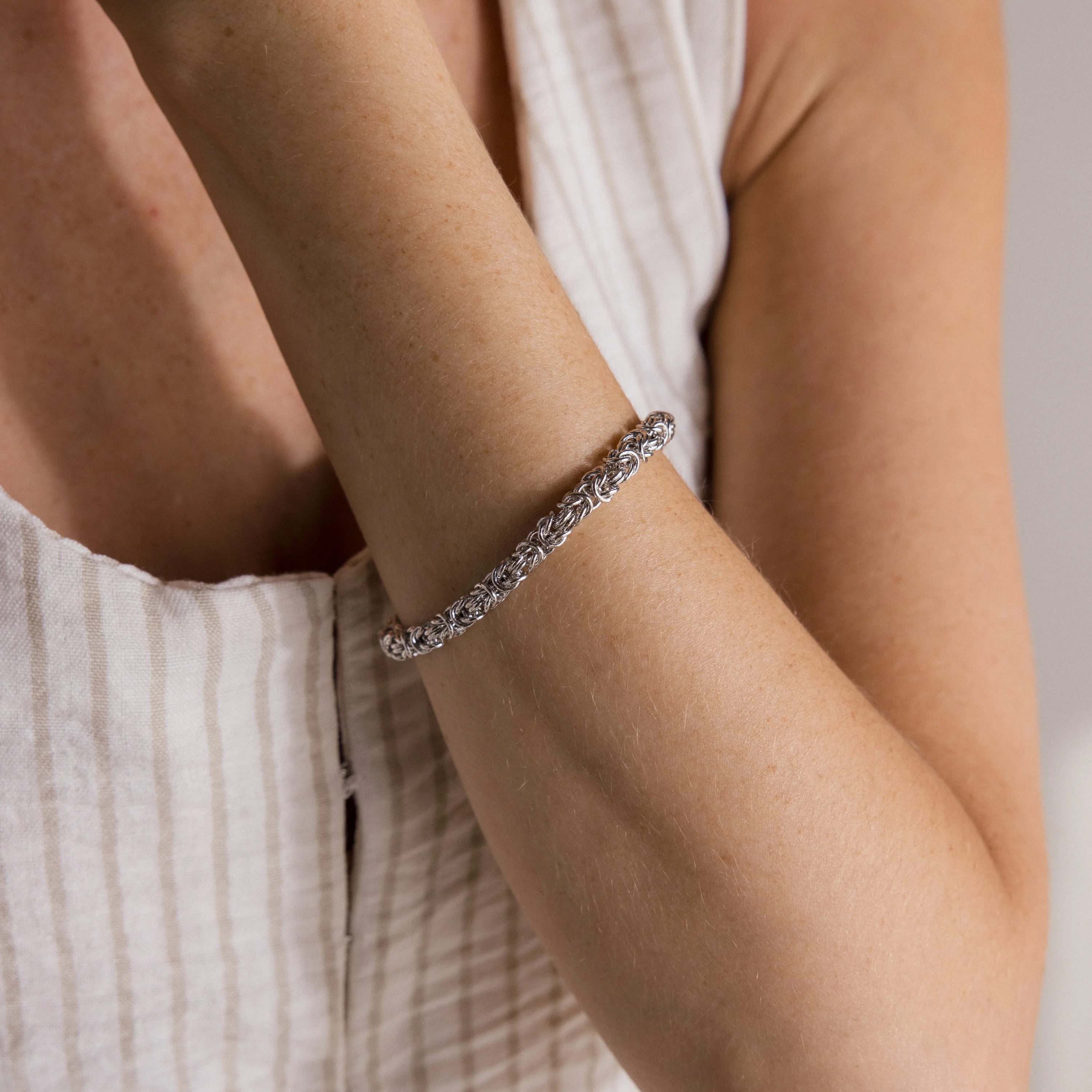 Bold Byzantine Bracelet in Silver - Image 6