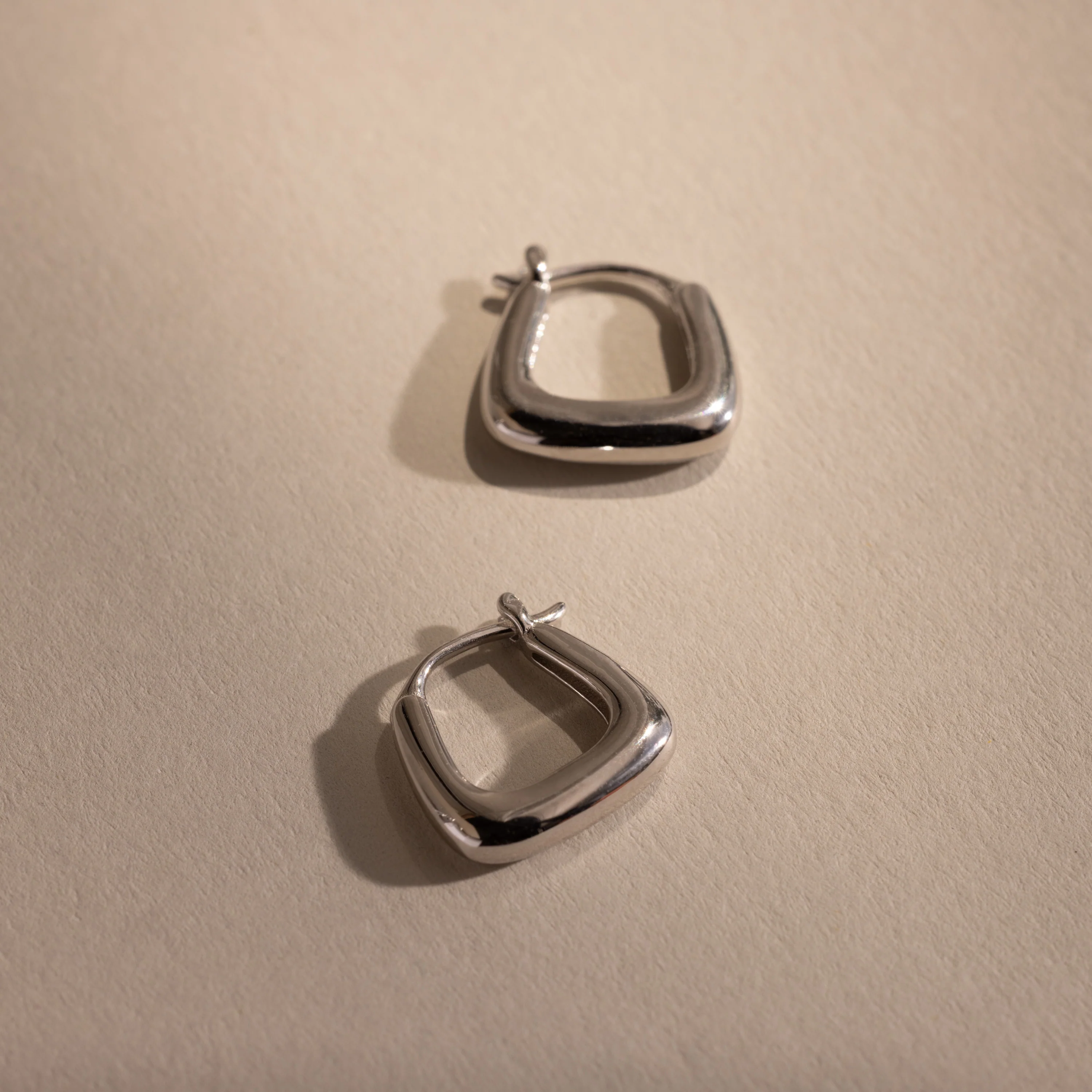 Bold Geometric Hoops in Silver - Image 3