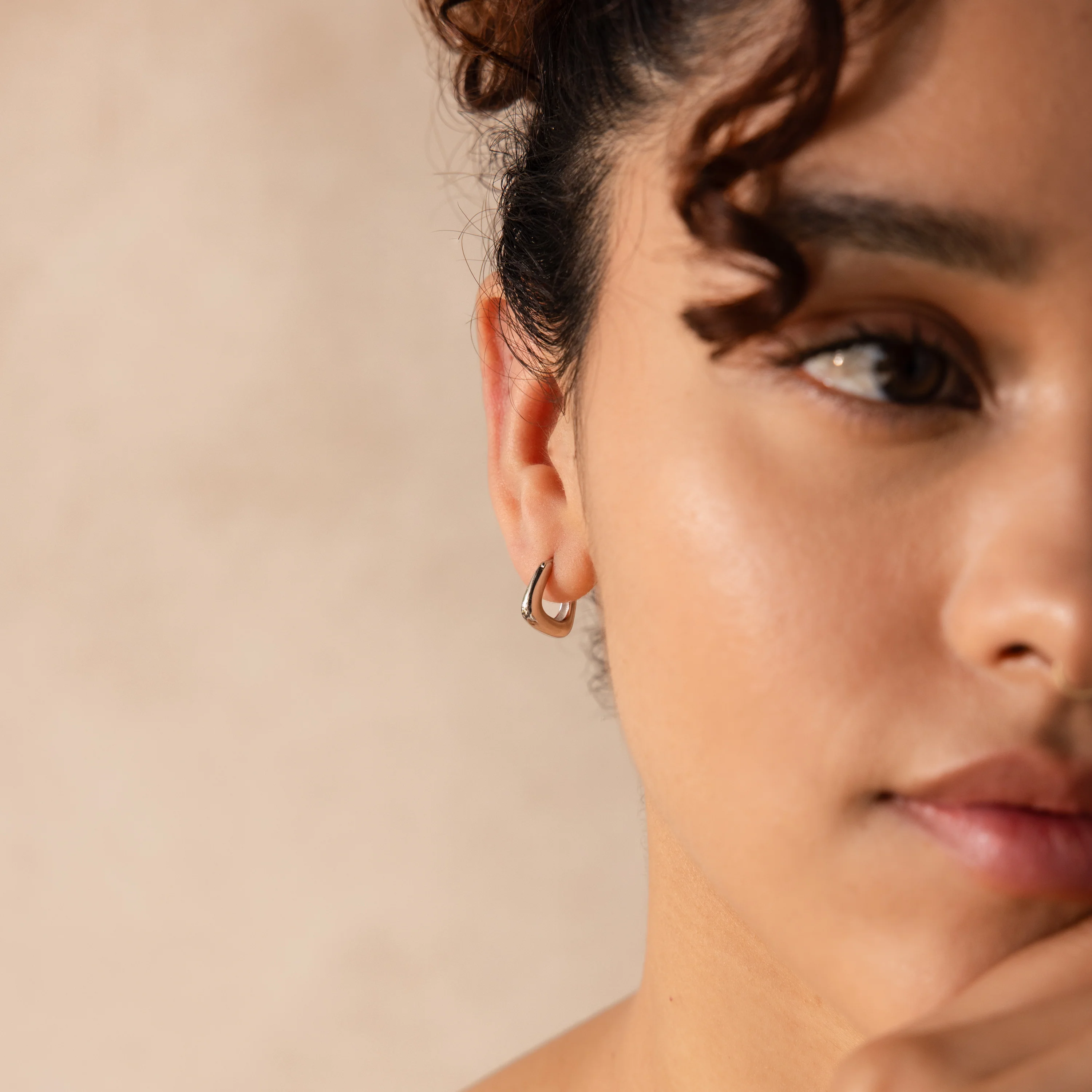 Bold Geometric Hoops in Silver - Image 2
