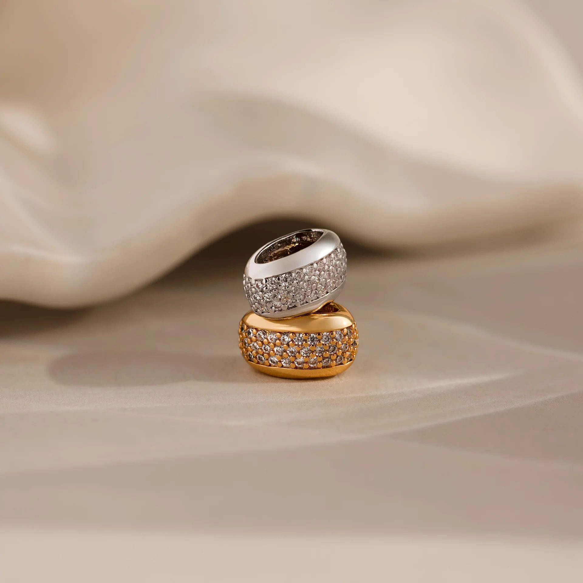 Bold Pave Dome Spacer Charm in Silver - Image 7