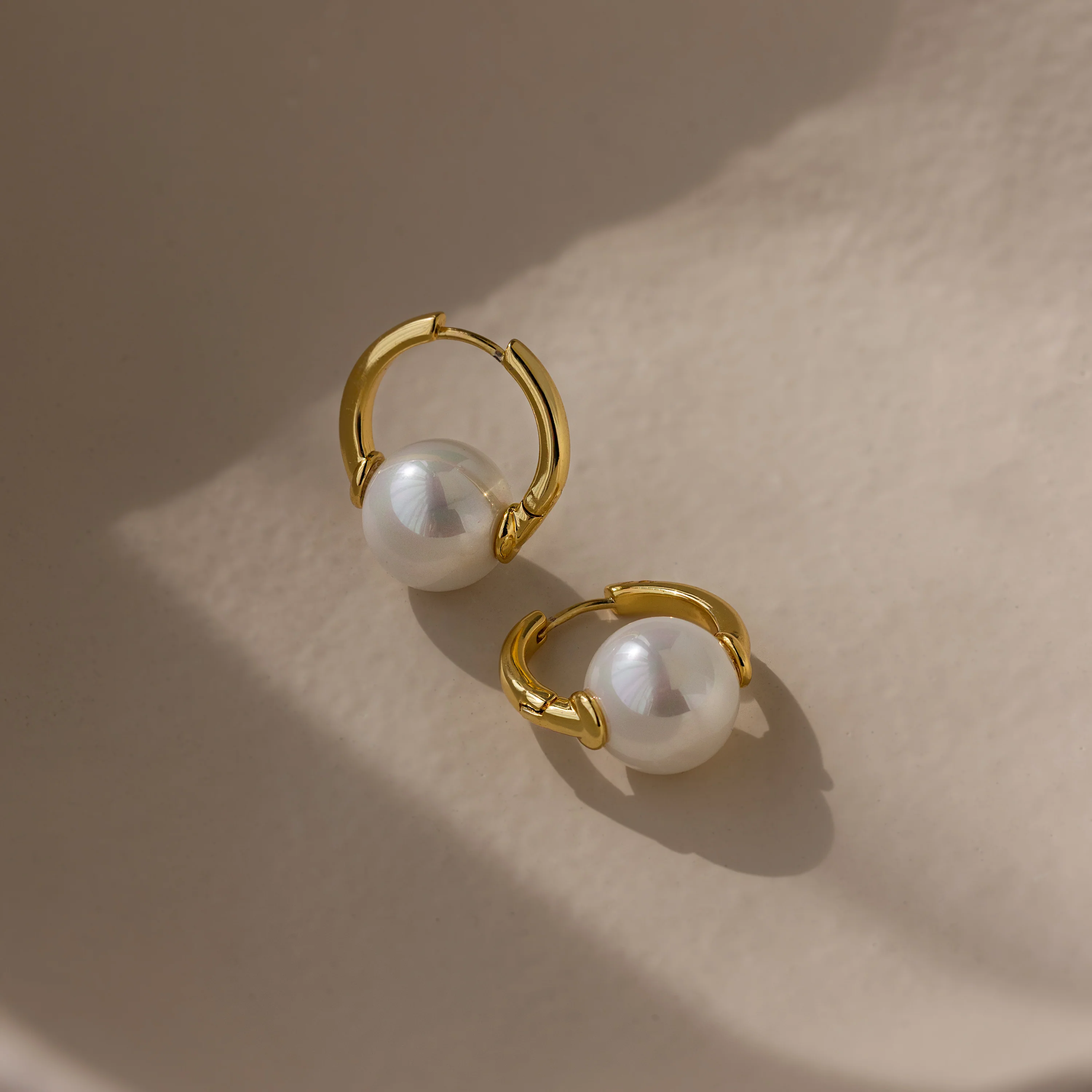 Bold Round Pearl Hoops - Image 3