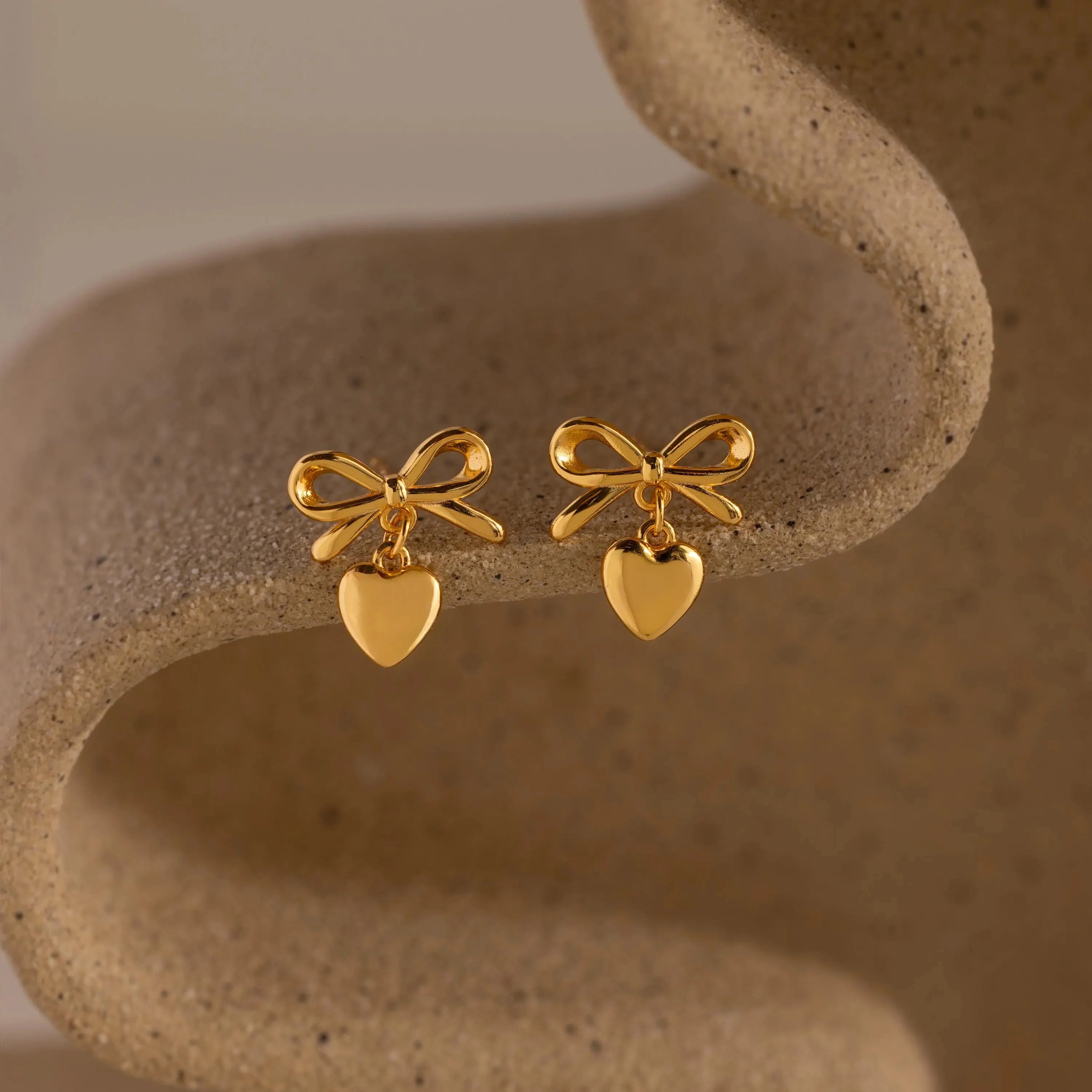 Bow Heart Studs