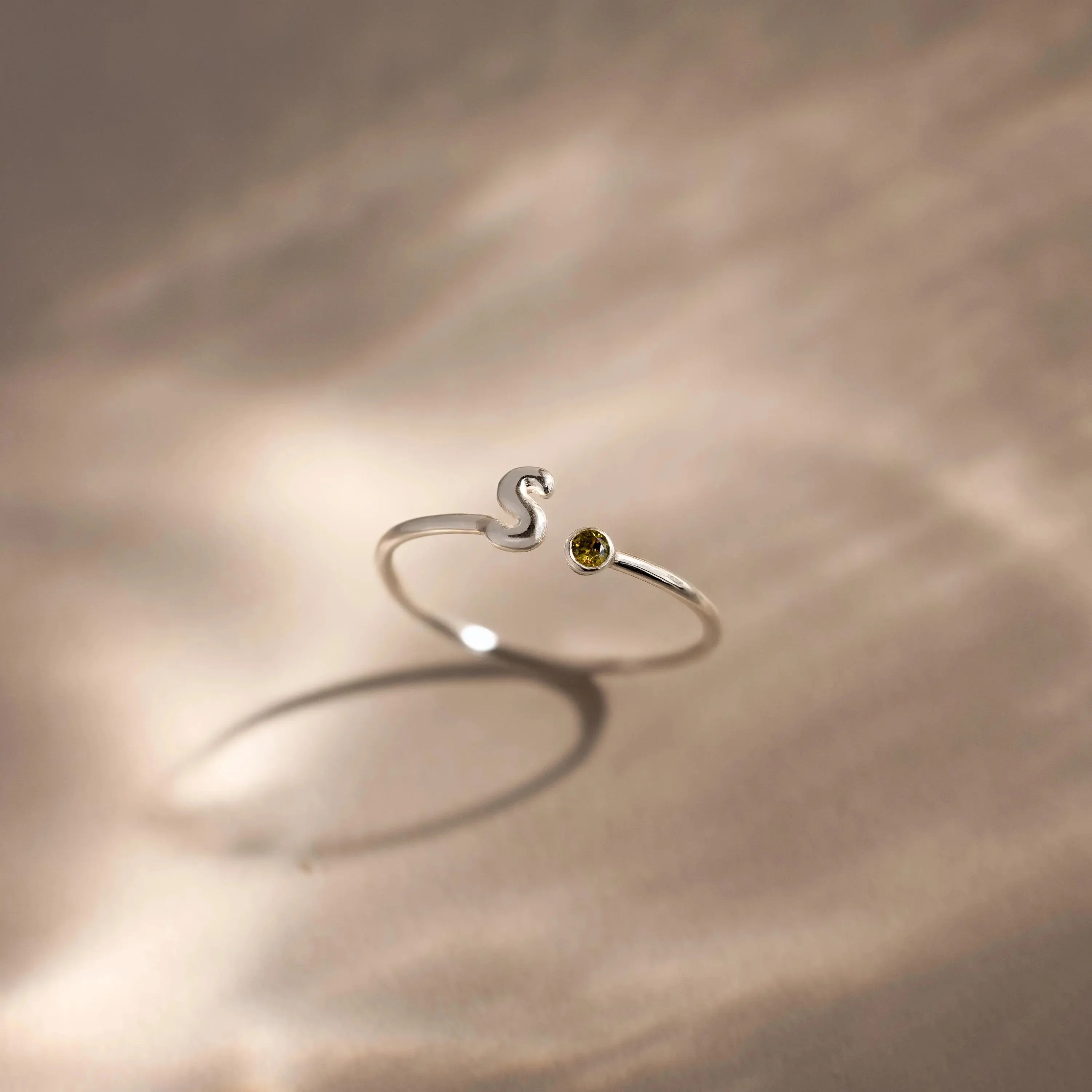 Bubble Initial Birthstone Ring in Silver - Image 3