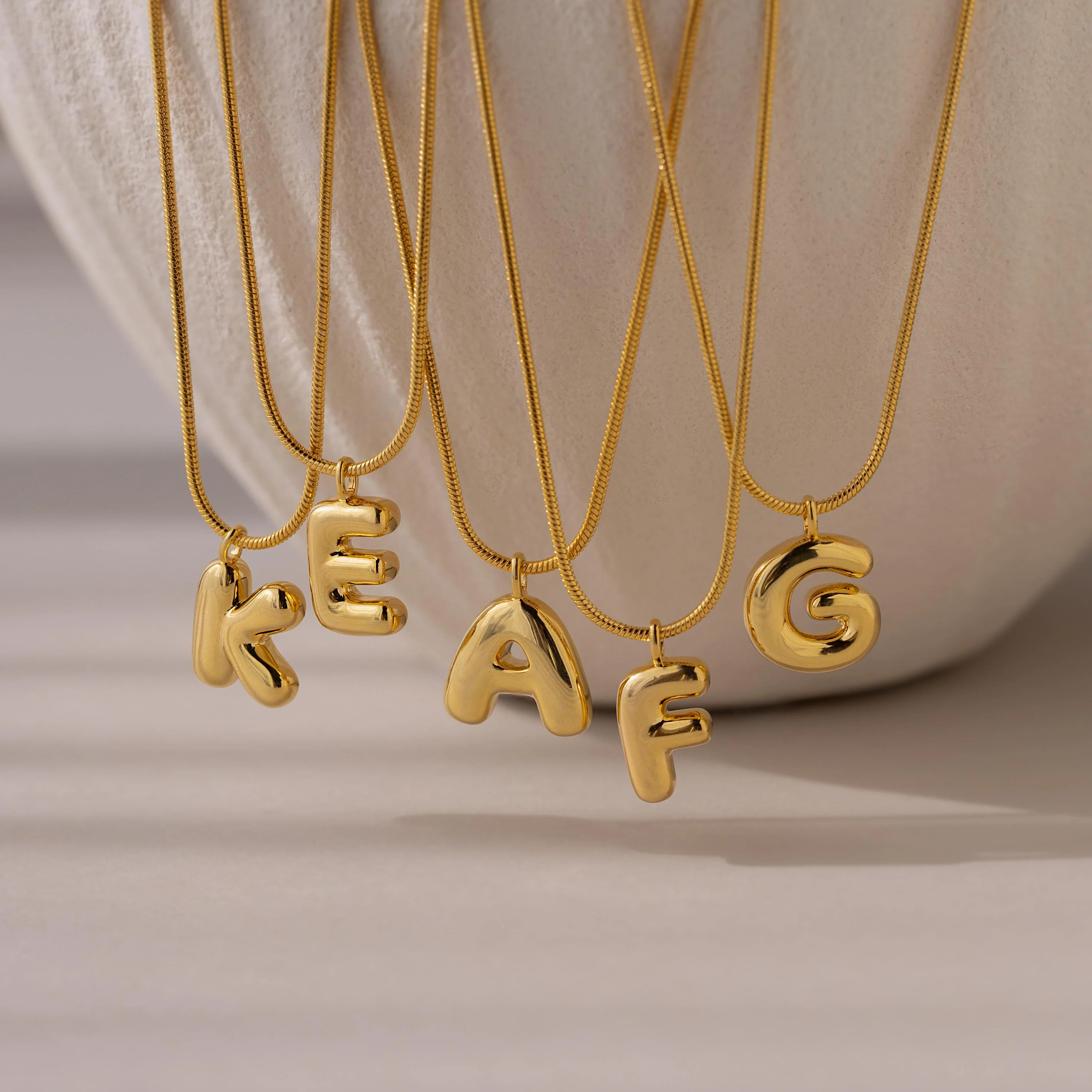 Bubble Letter Necklace in 18K Gold - Image 3