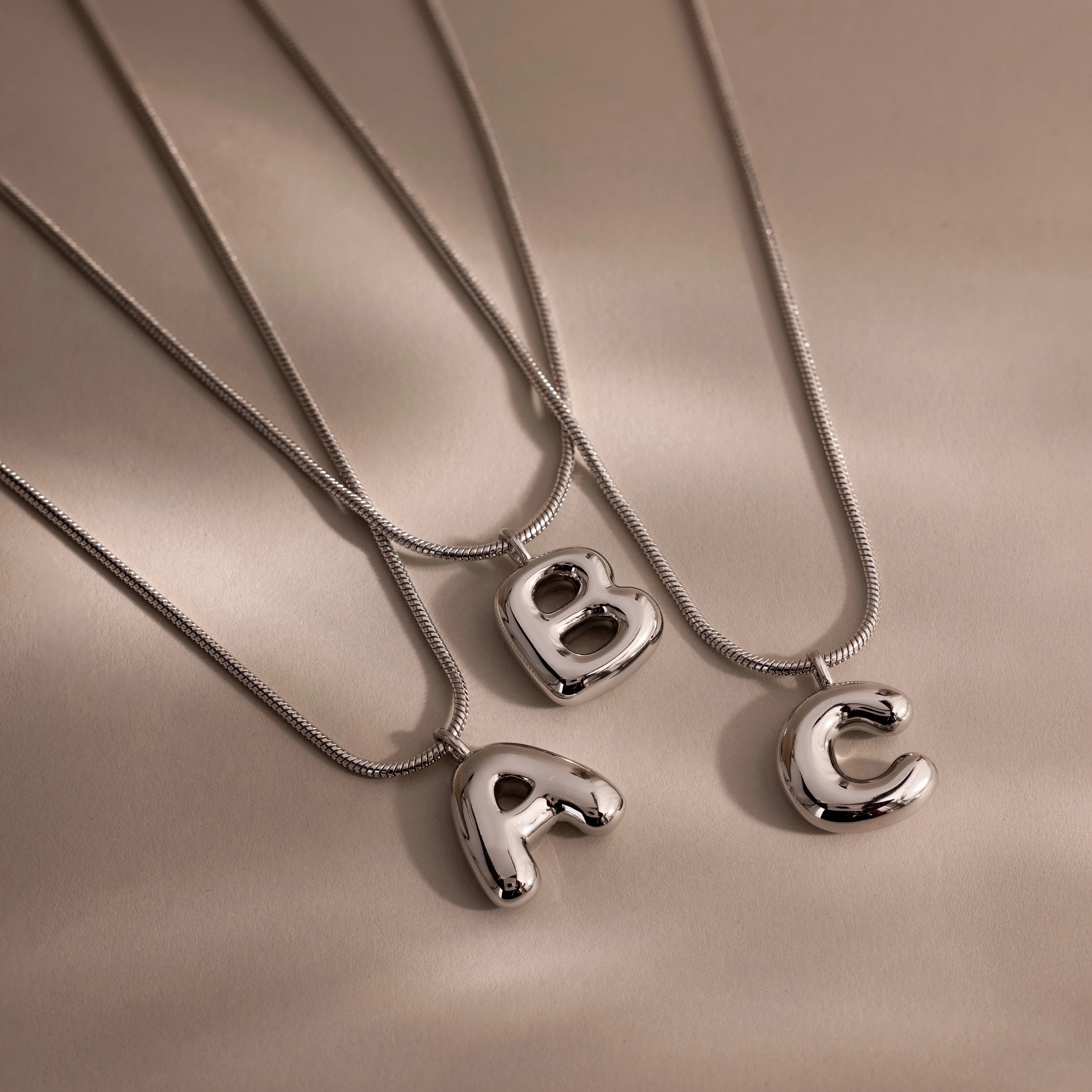 Bubble Letter Necklace in Silver - Image 3