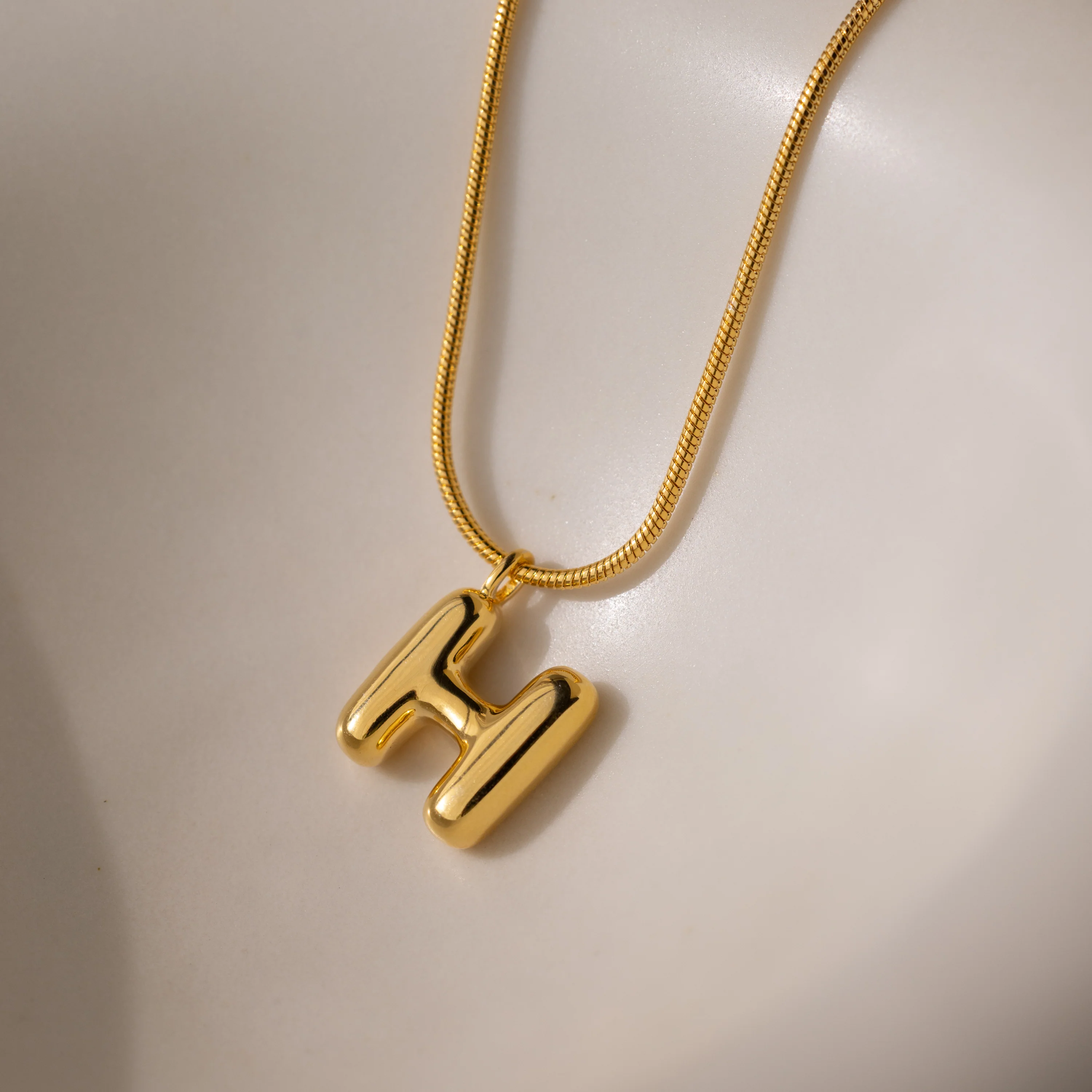 Bubble Letter Necklace in 18K Gold - Image 15