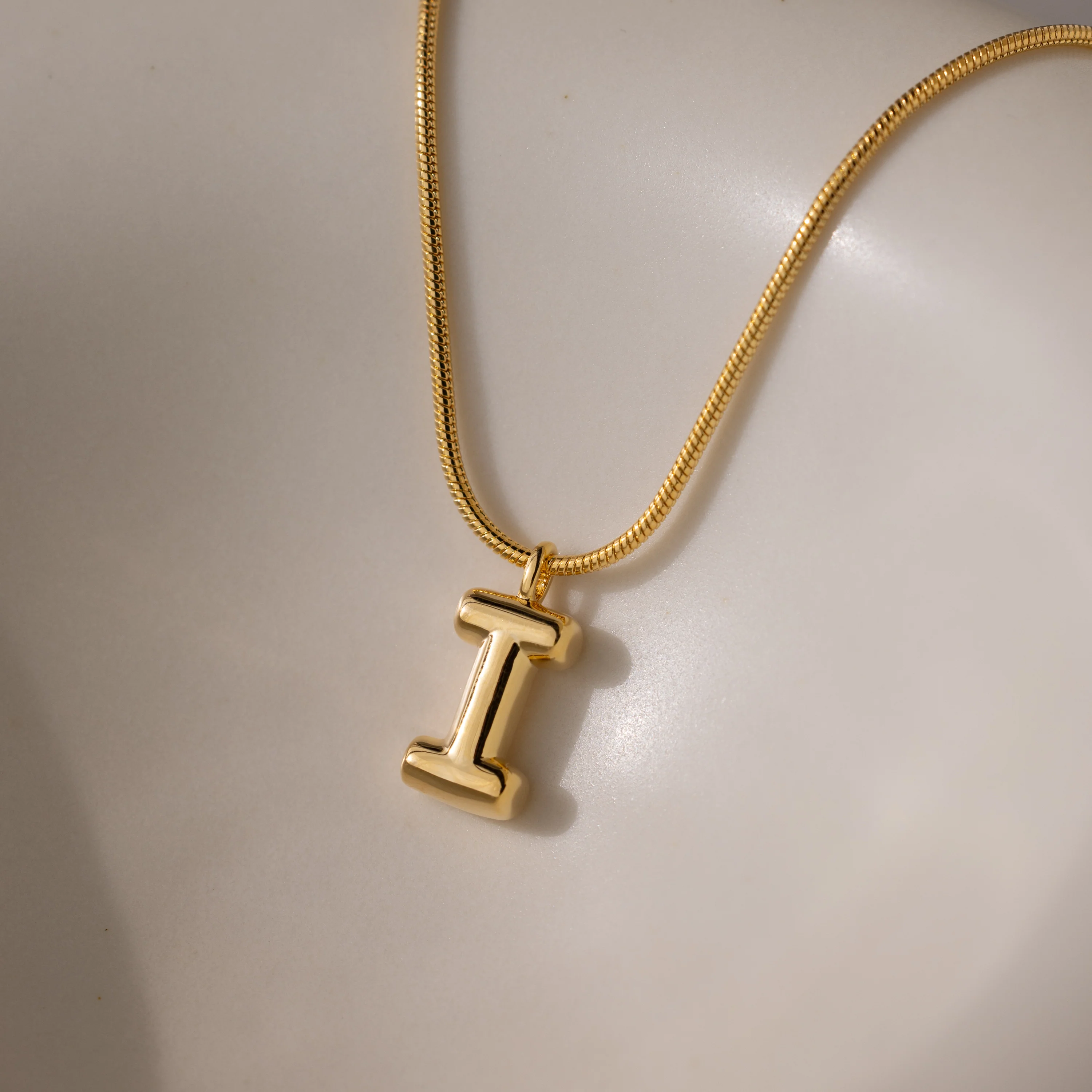 Bubble Letter Necklace in 18K Gold - Image 16