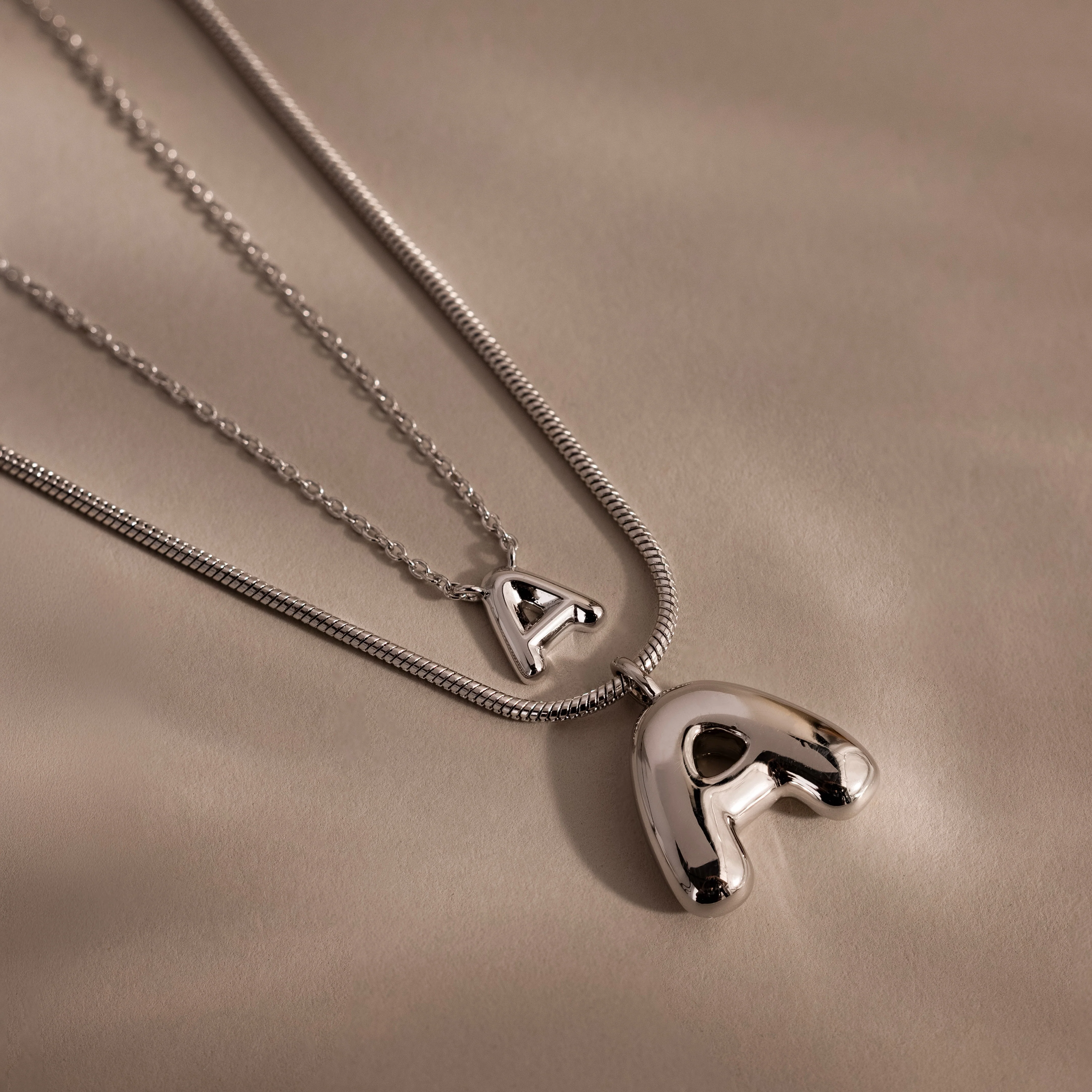 Bubble Letter Necklace in Silver - Image 5