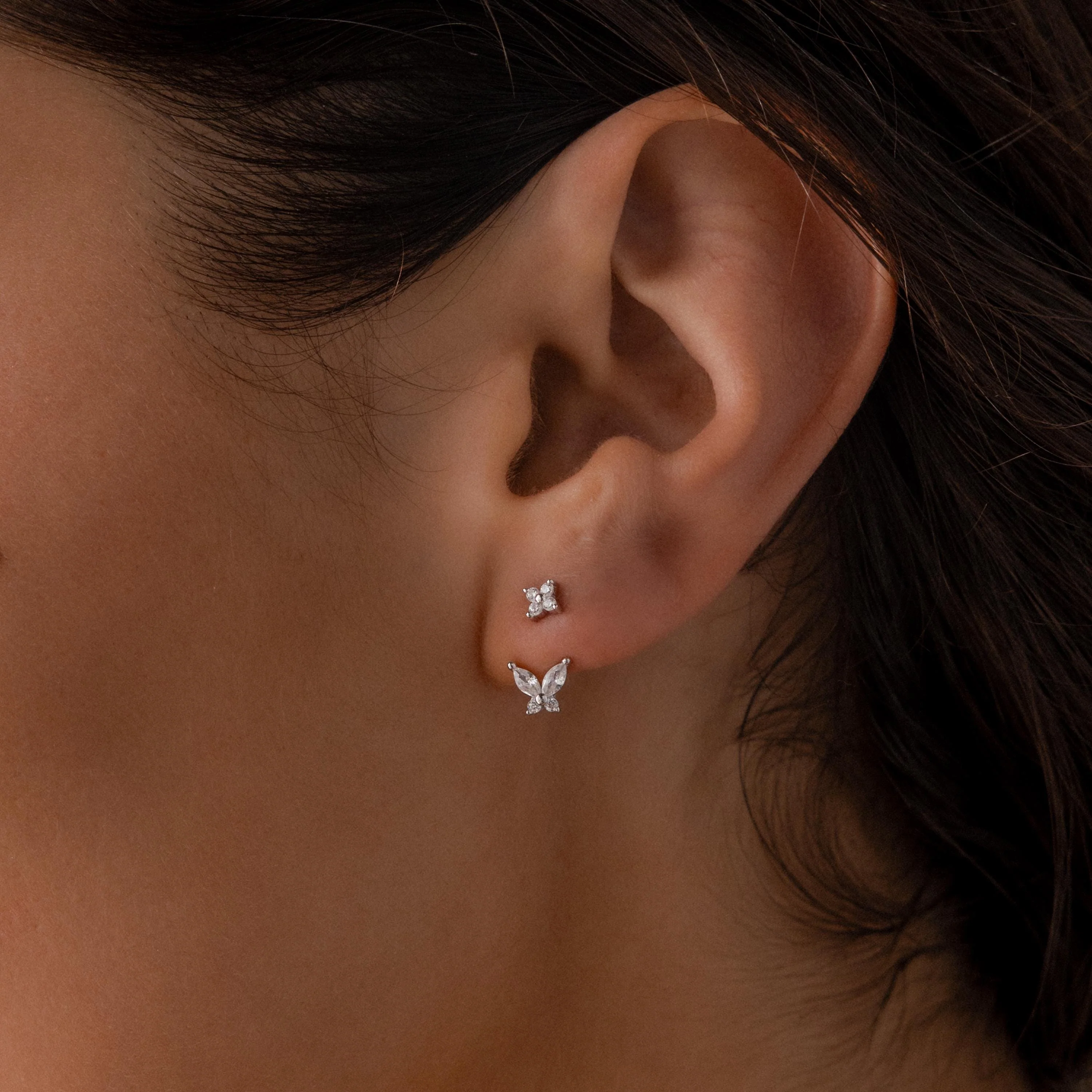 Butterfly Ear Jackets in Silver - Image 2
