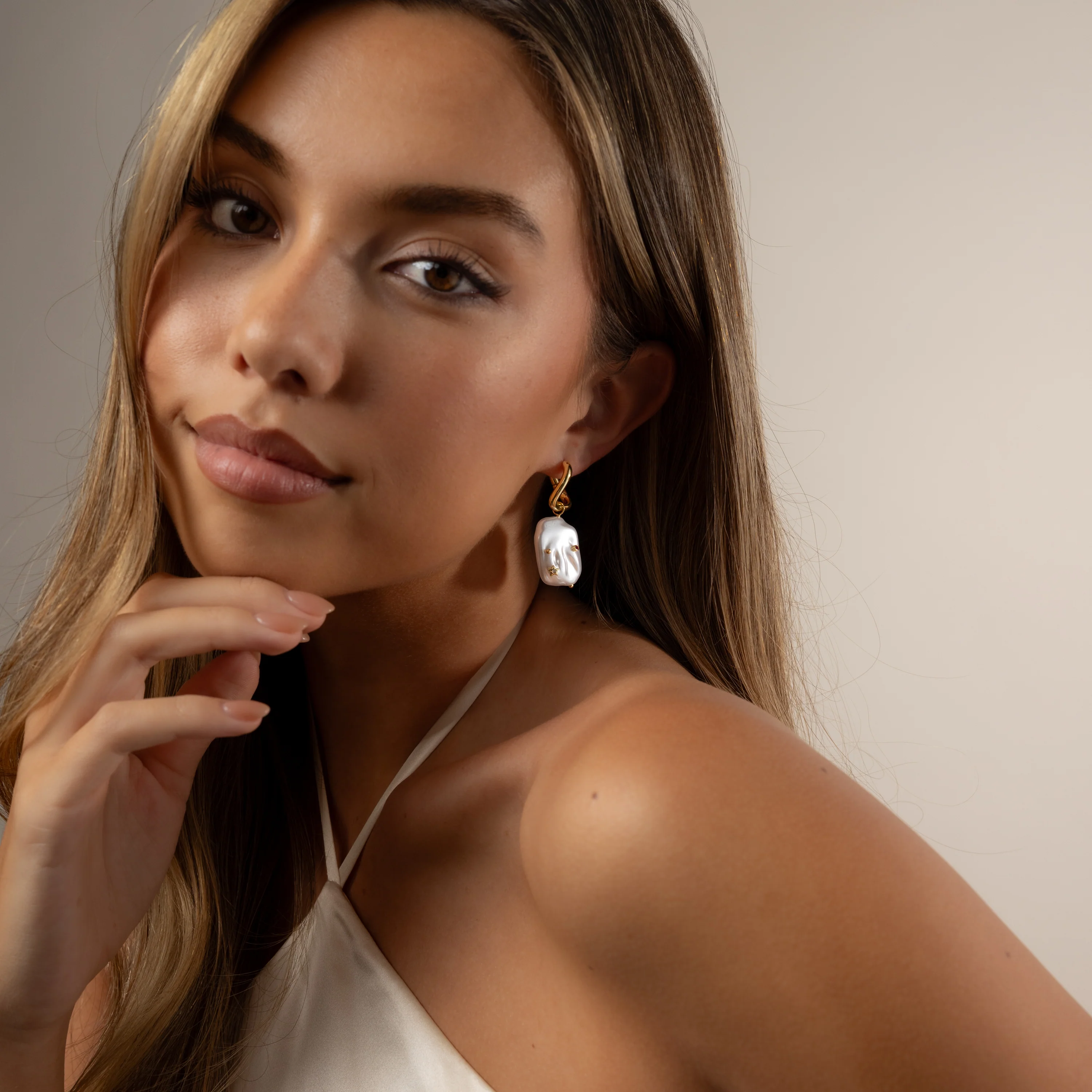 Celestial Baroque Pearl Charm Hoops in 18K Gold - Image 6