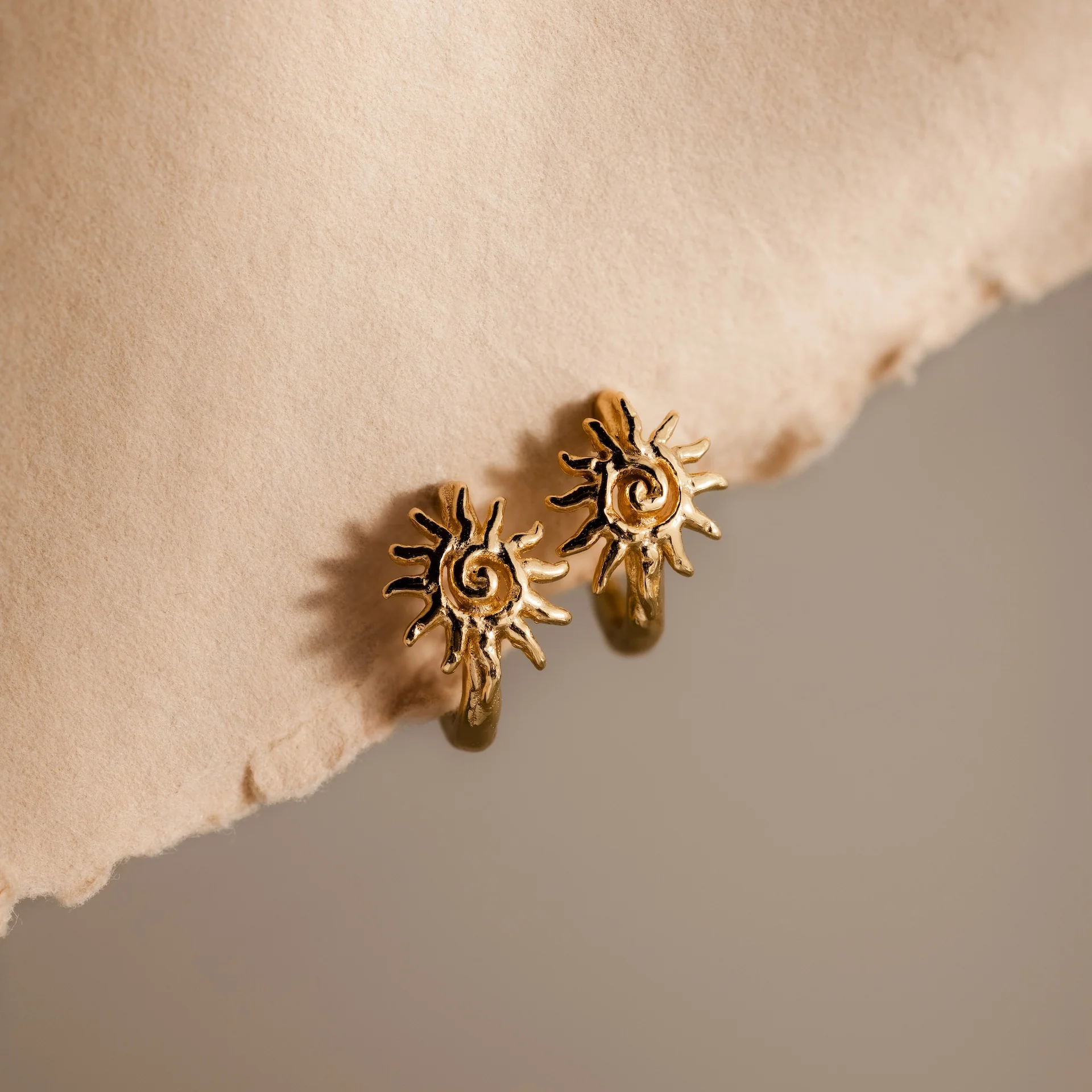 Celestial Sun Huggies in 18K Gold - Image 3