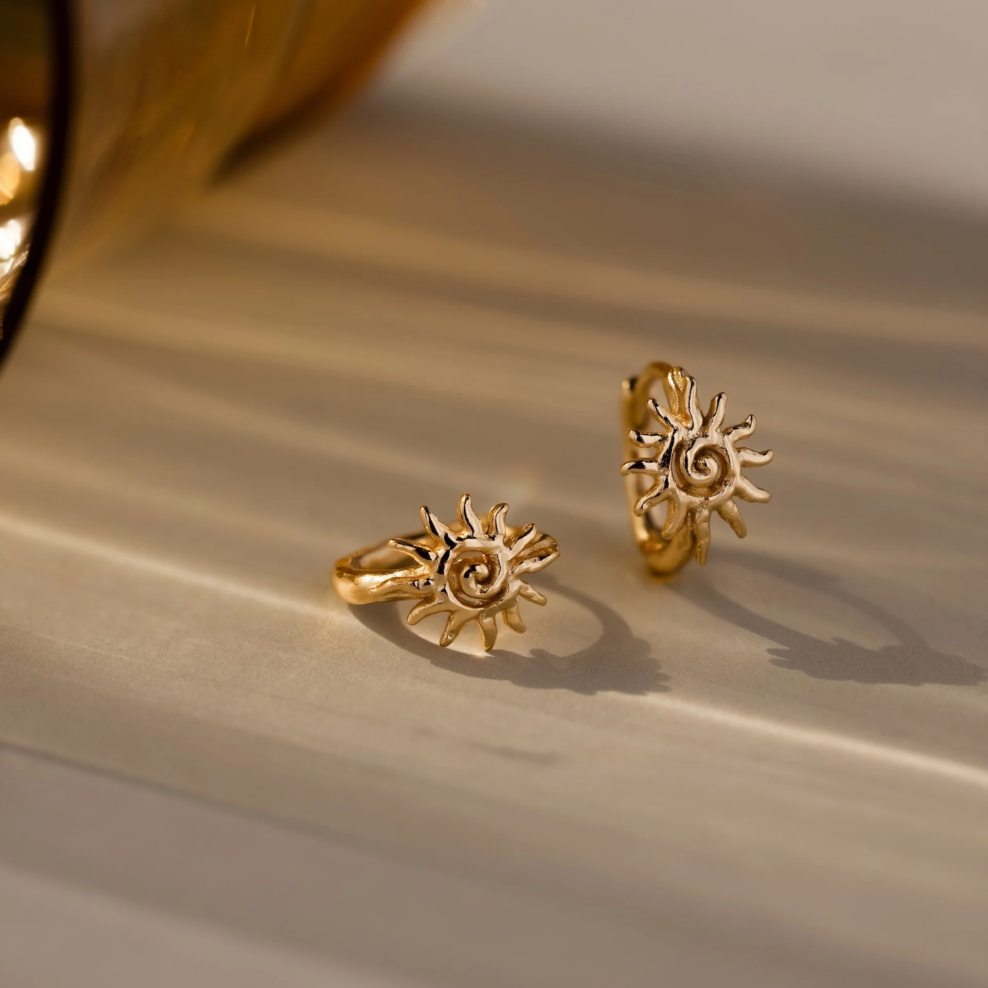 Celestial Sun Huggies in 18K Gold - Image 5
