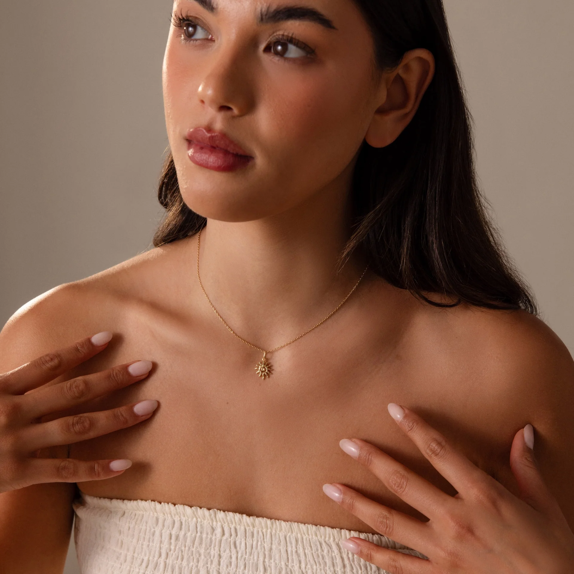 Celestial Sun Necklace in 18K Gold - Image 4
