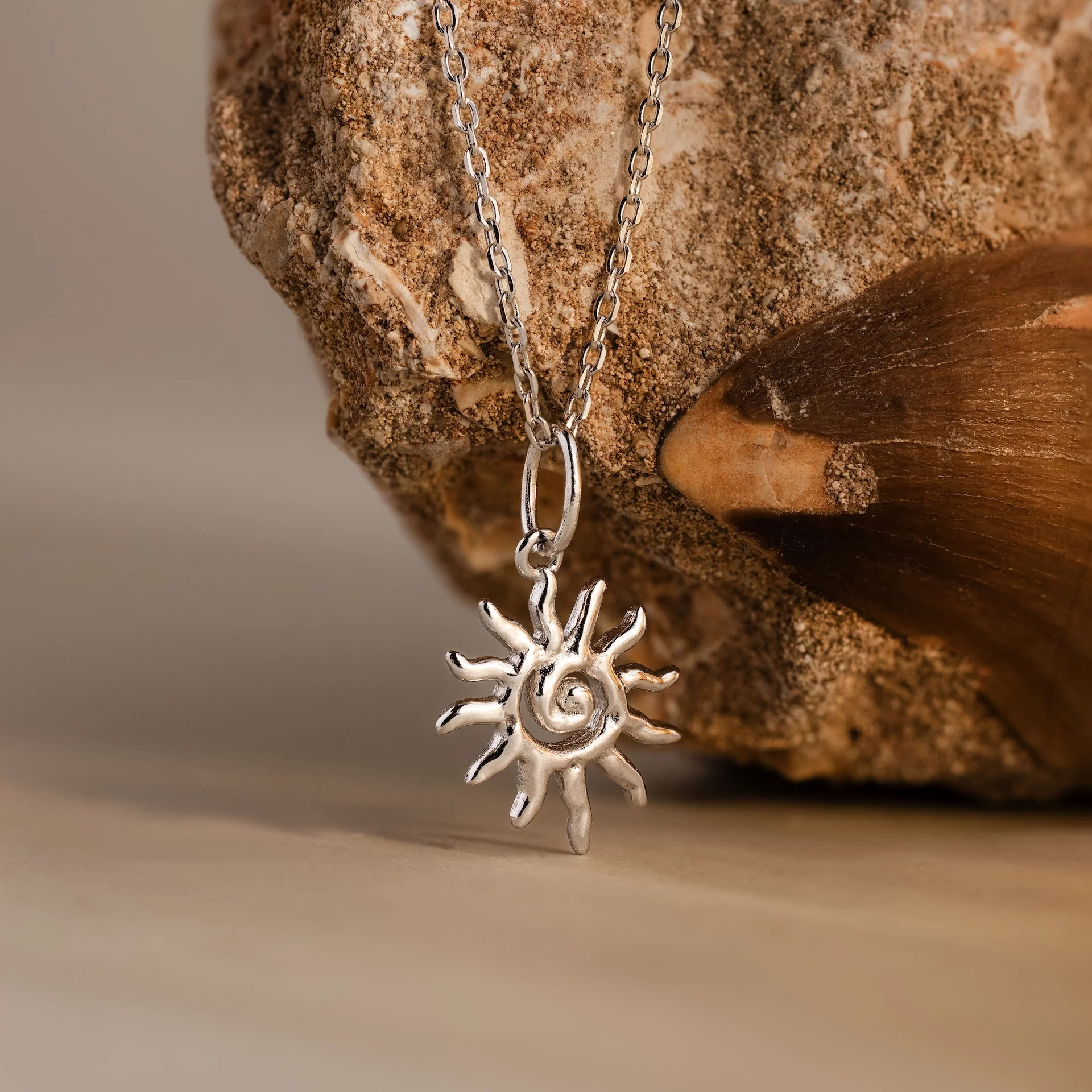 Celestial Sun Necklace in Silver - Image 3