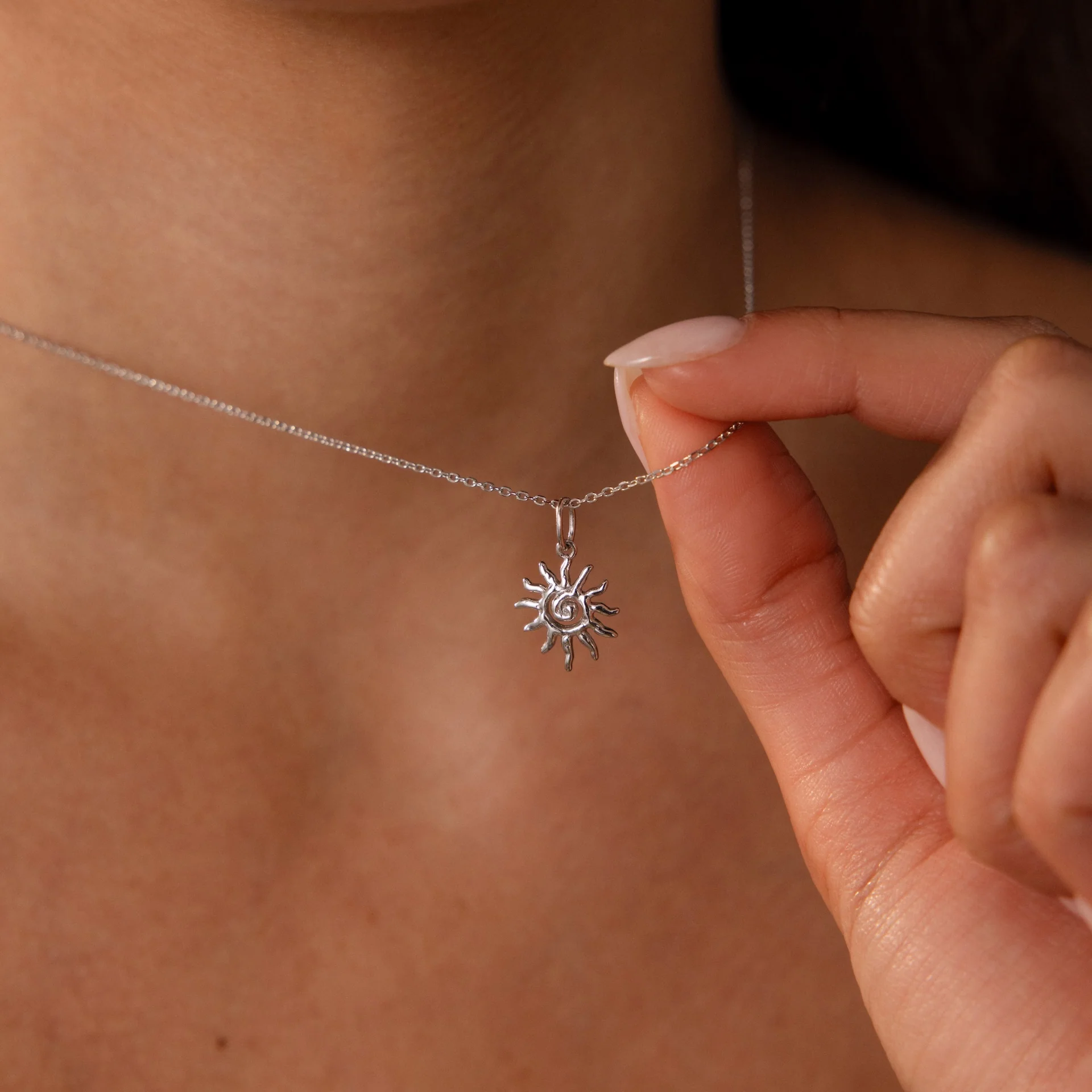 Celestial Sun Necklace in Silver - Image 4