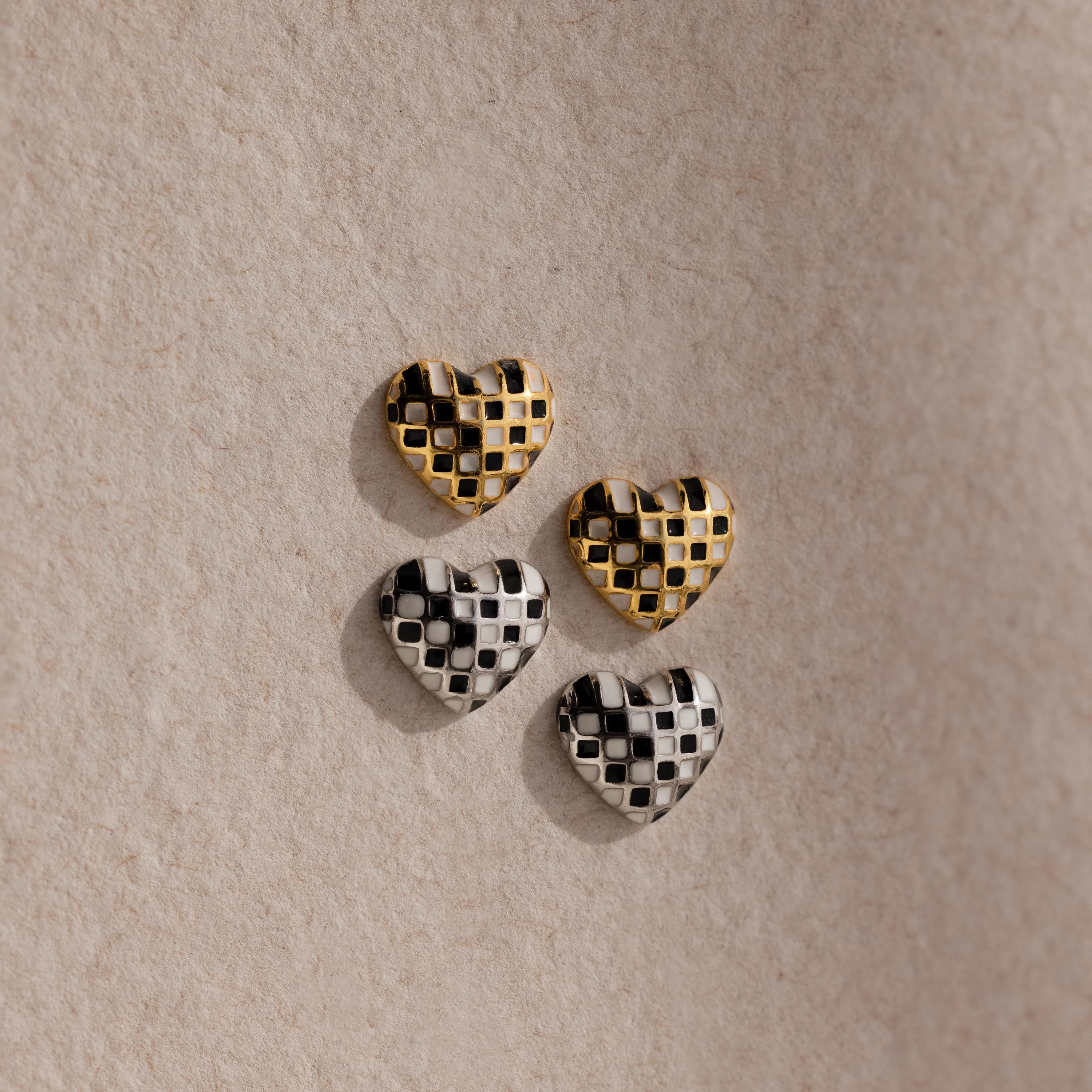 Checkered Heart Studs - Image 3