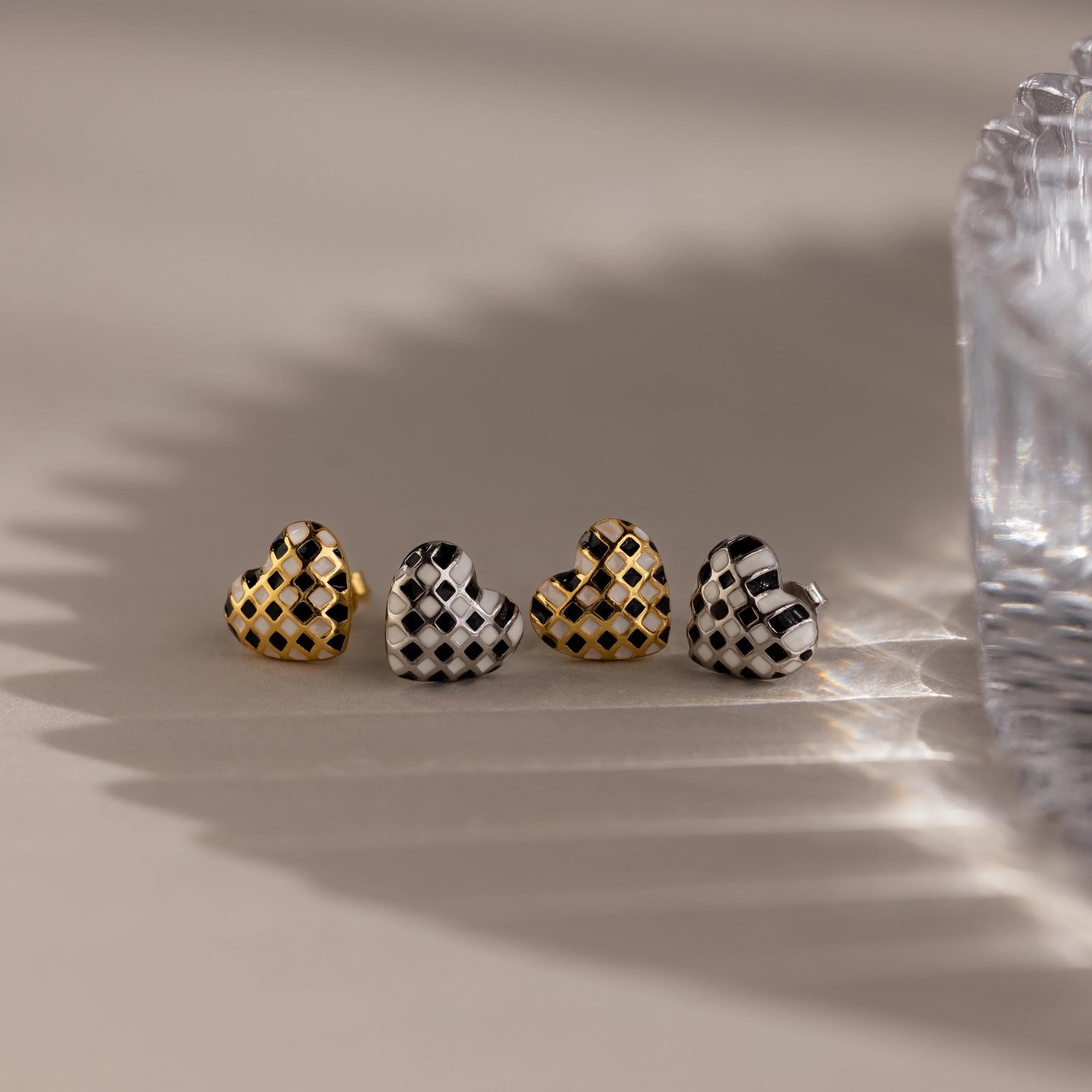 Checkered Heart Studs - Image 7