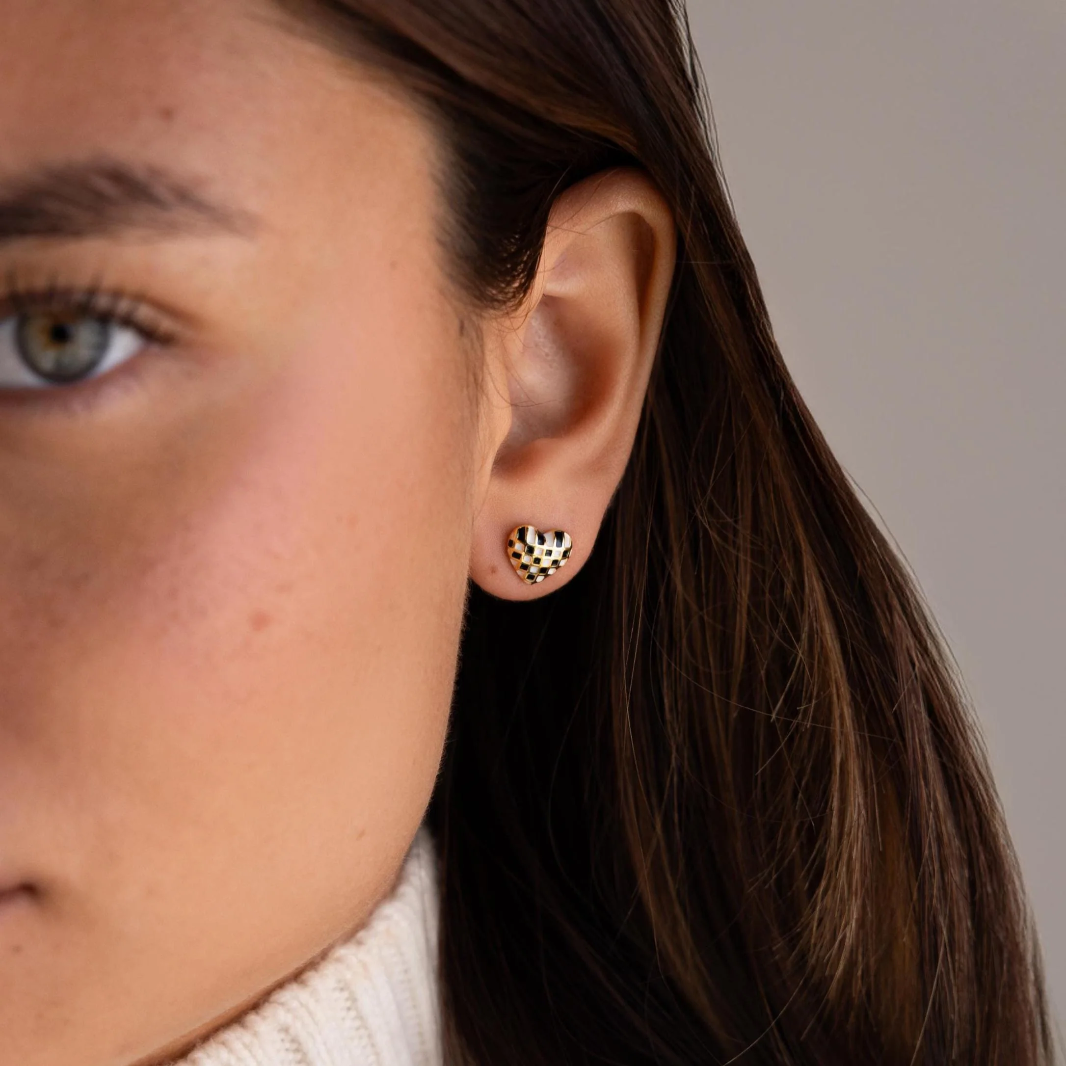 Checkered Heart Studs - Image 8