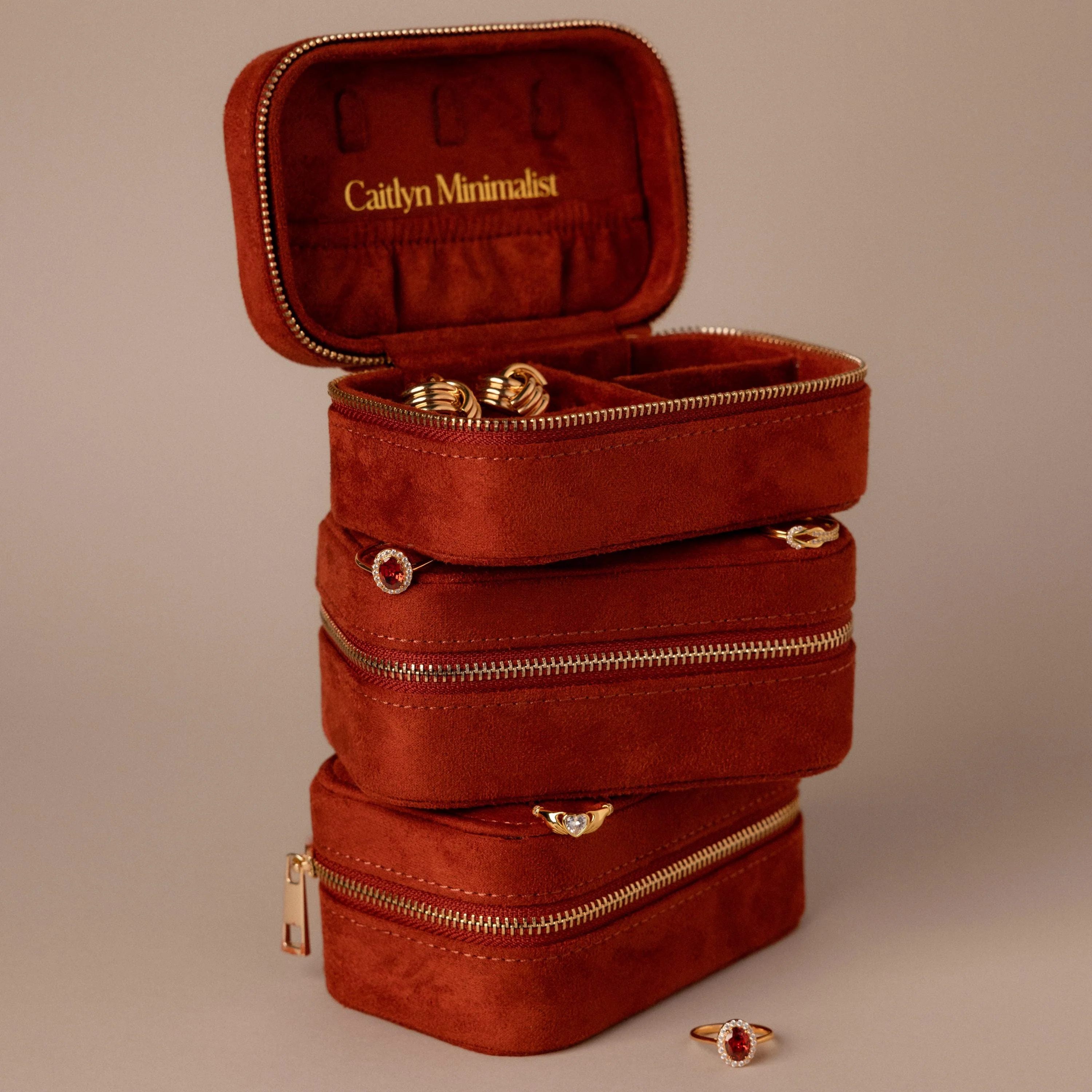 Cherry Red Velvet Jewelry Case - Image 7
