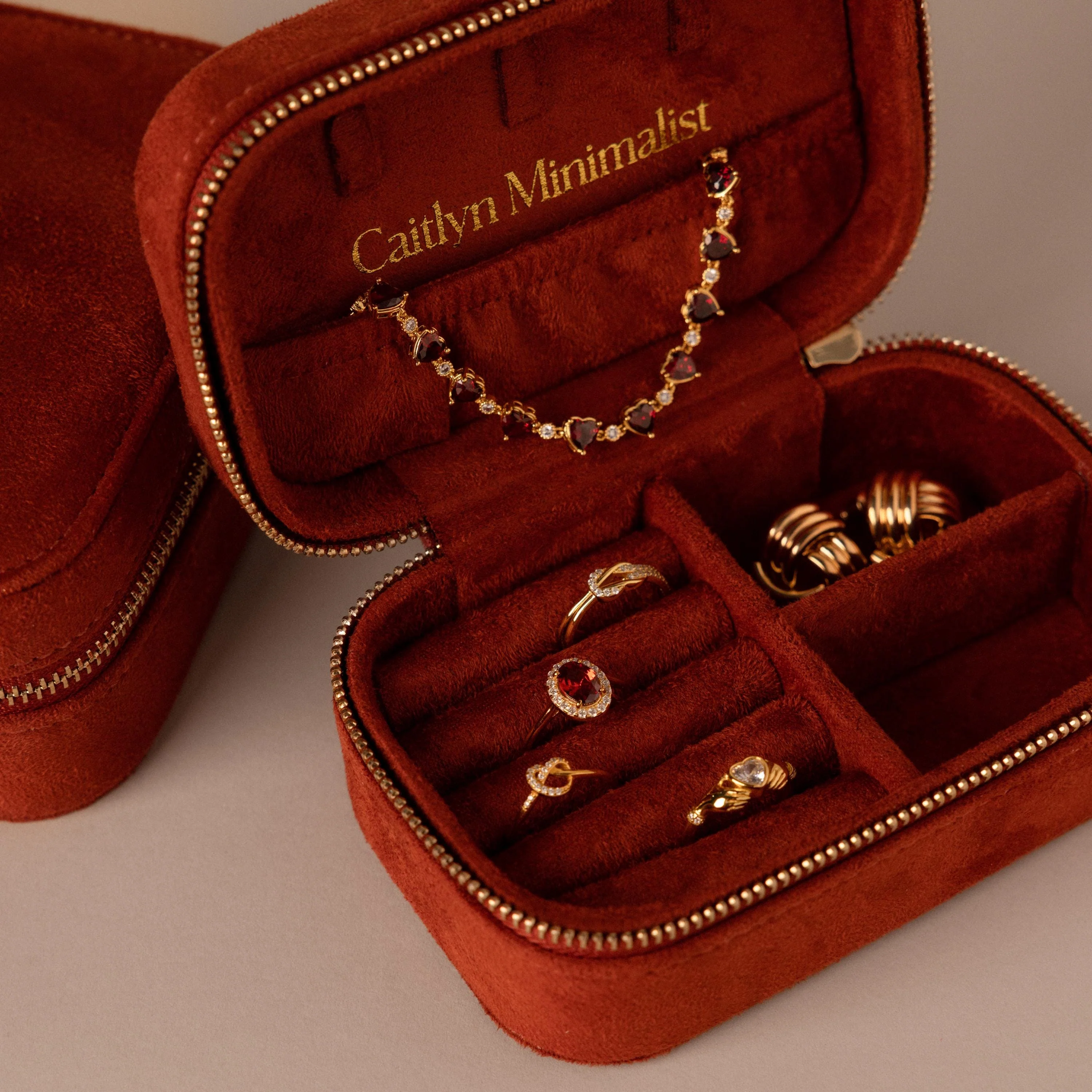 Cherry Red Velvet Jewelry Case - Image 8