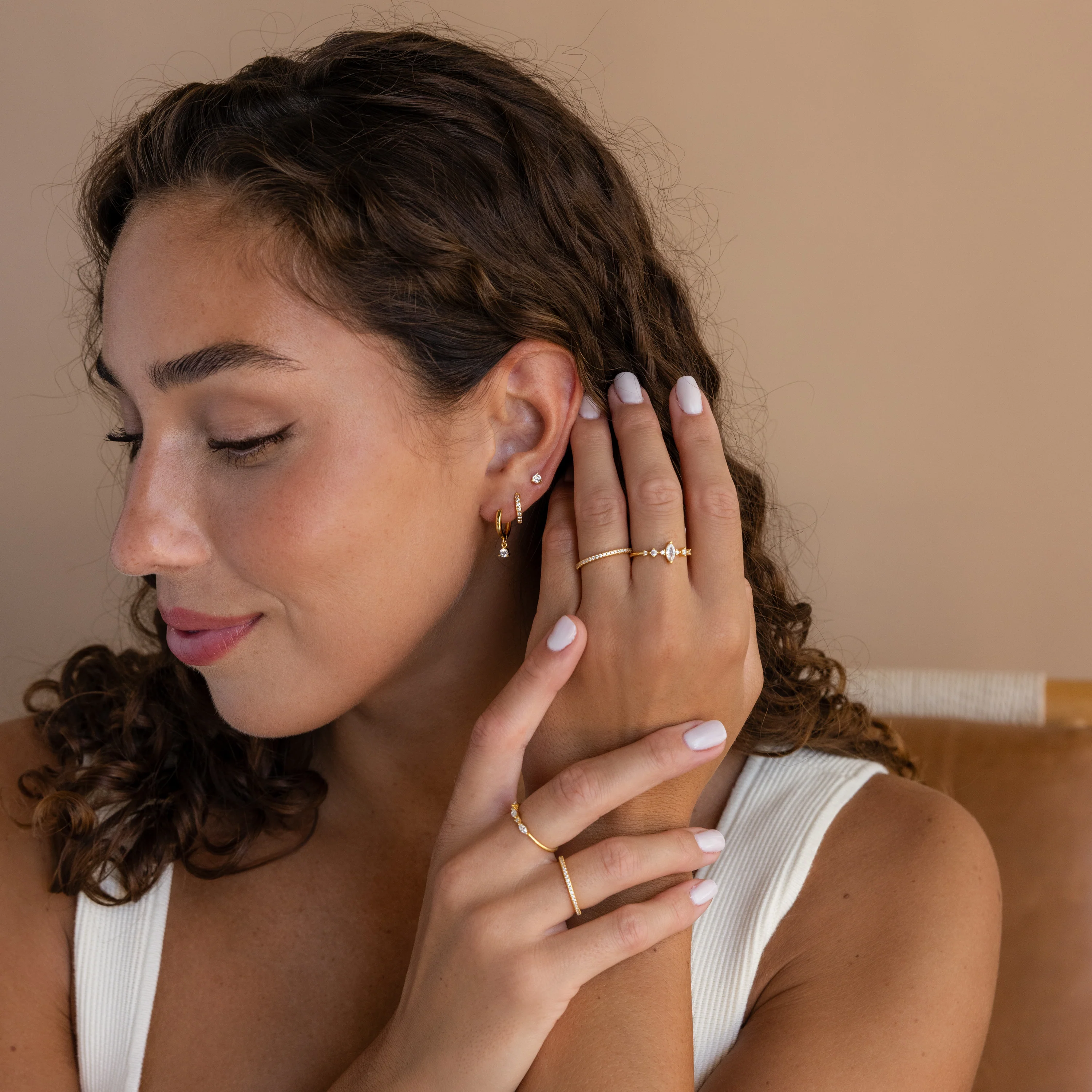 Classic Diamond Earrings Set in 18K Gold - Image 6
