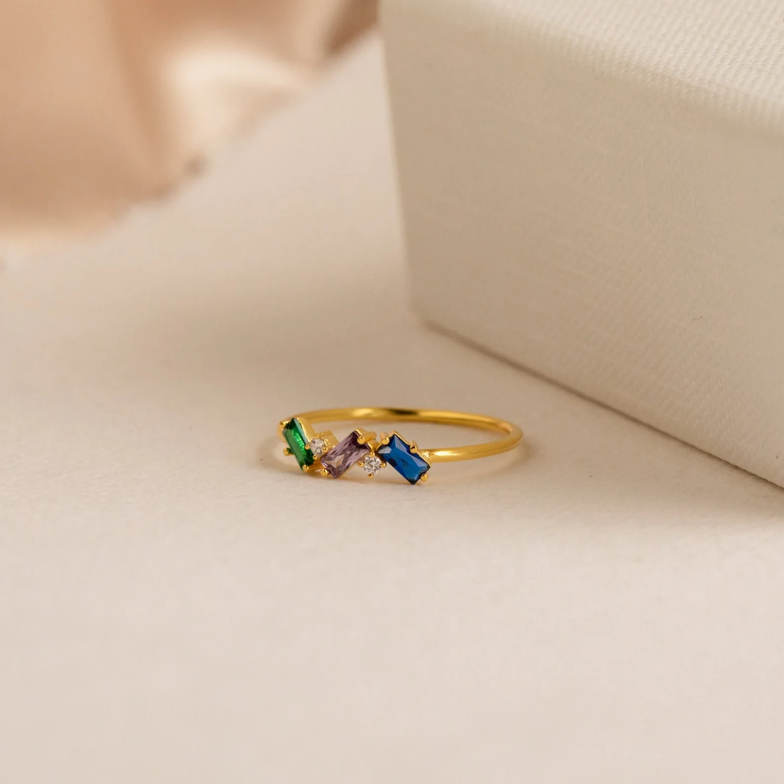 Cluster Baguette Birthstone Ring in 18K Gold - Image 3