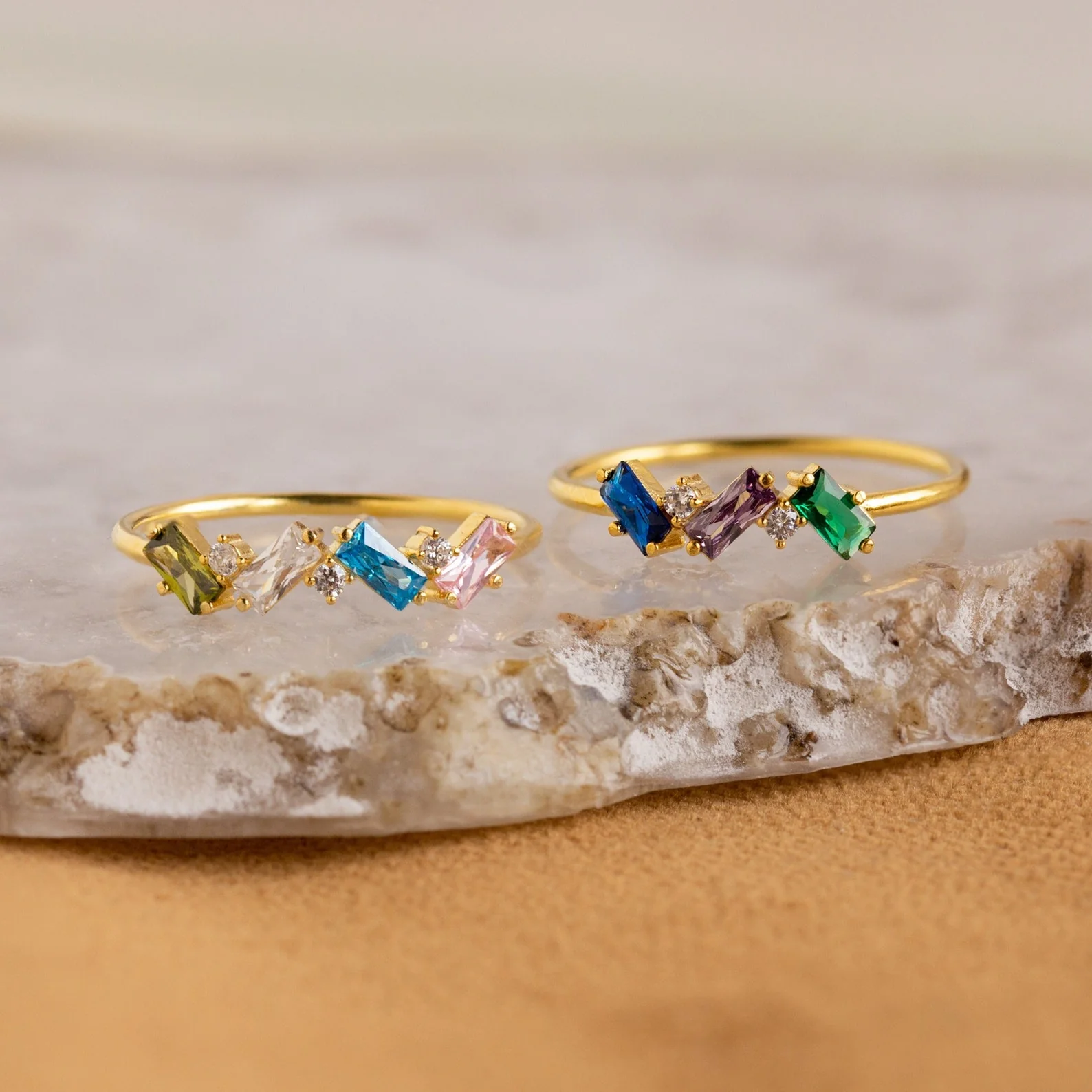 Cluster Baguette Birthstone Ring in 18K Gold - Image 5