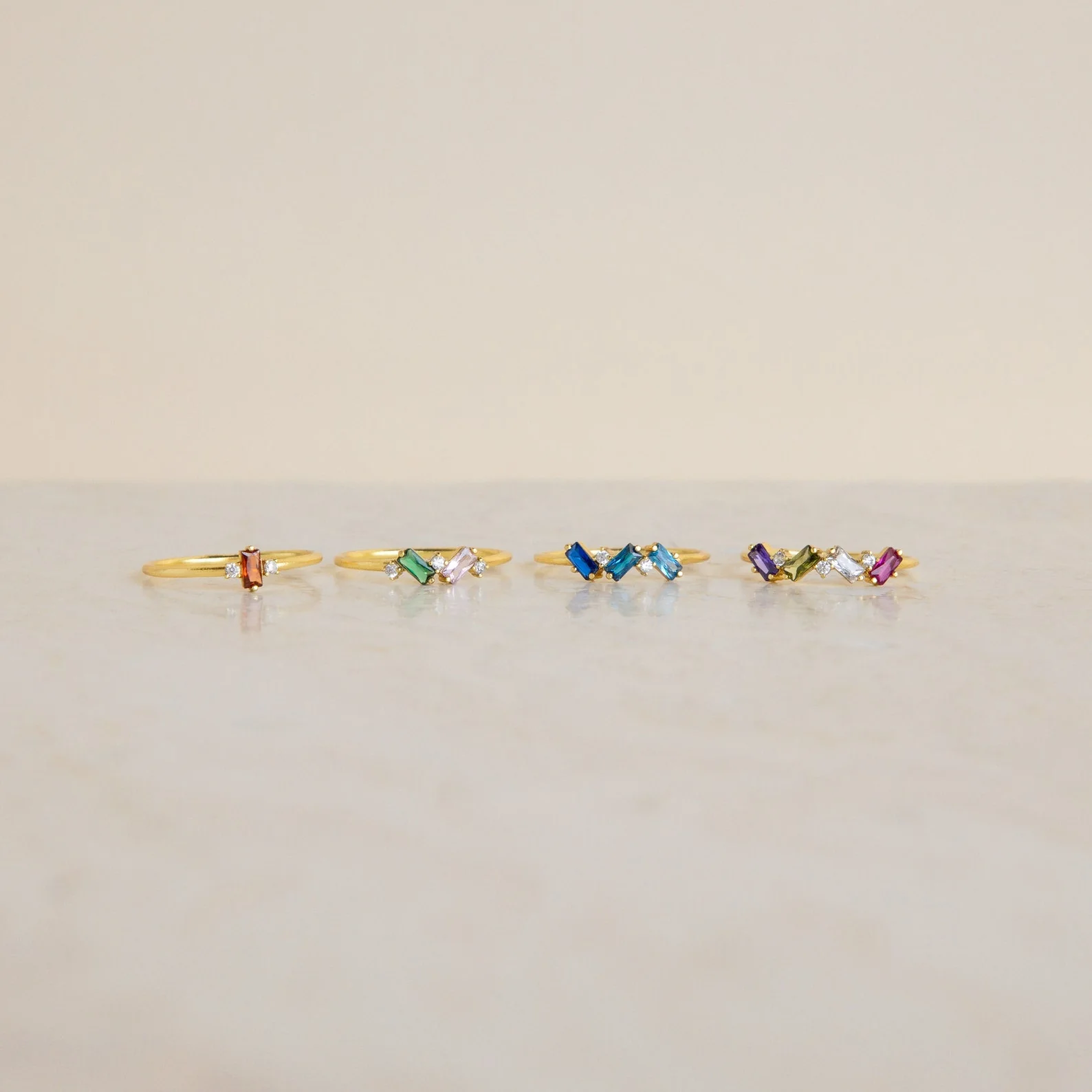 Cluster Baguette Birthstone Ring in 18K Gold - Image 6