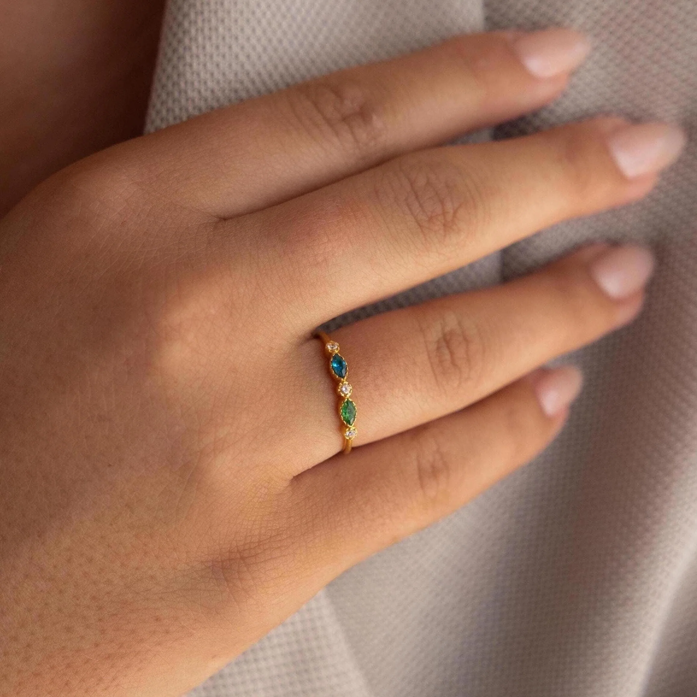 Cluster Marquise Birthstone Ring - Image 2