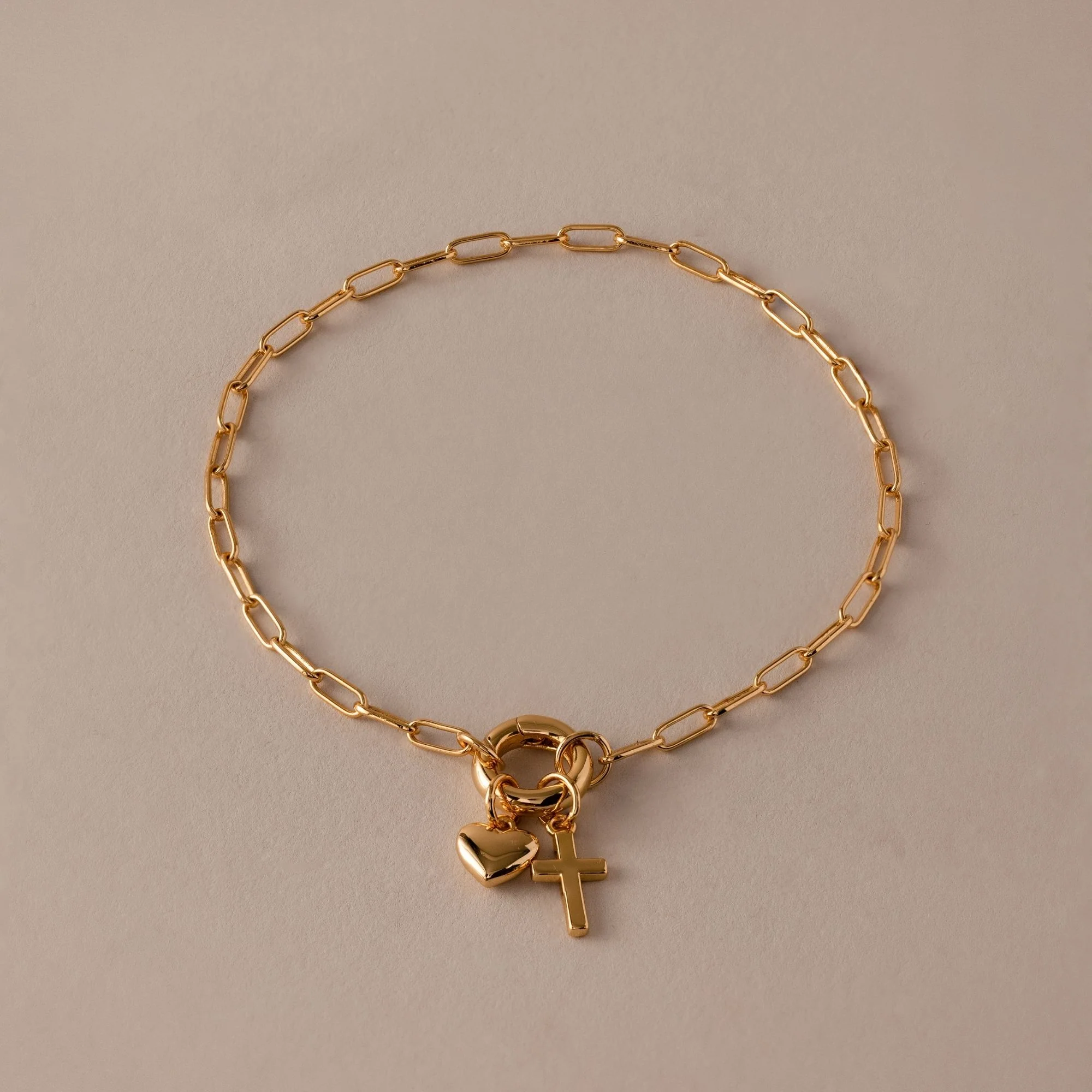 Cross & Heart Charm Bracelet