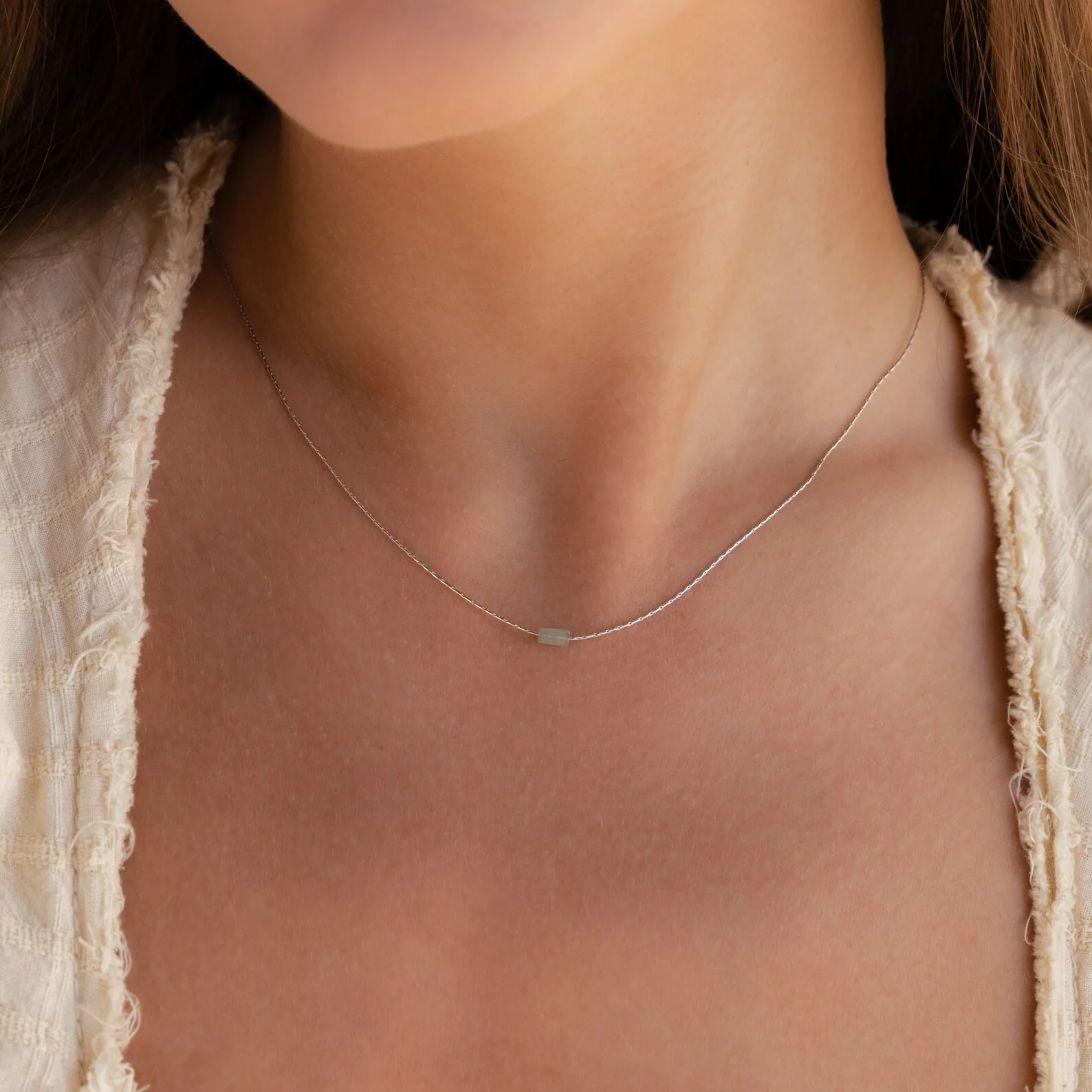 Dainty Aventurine Bar Necklace - Image 4