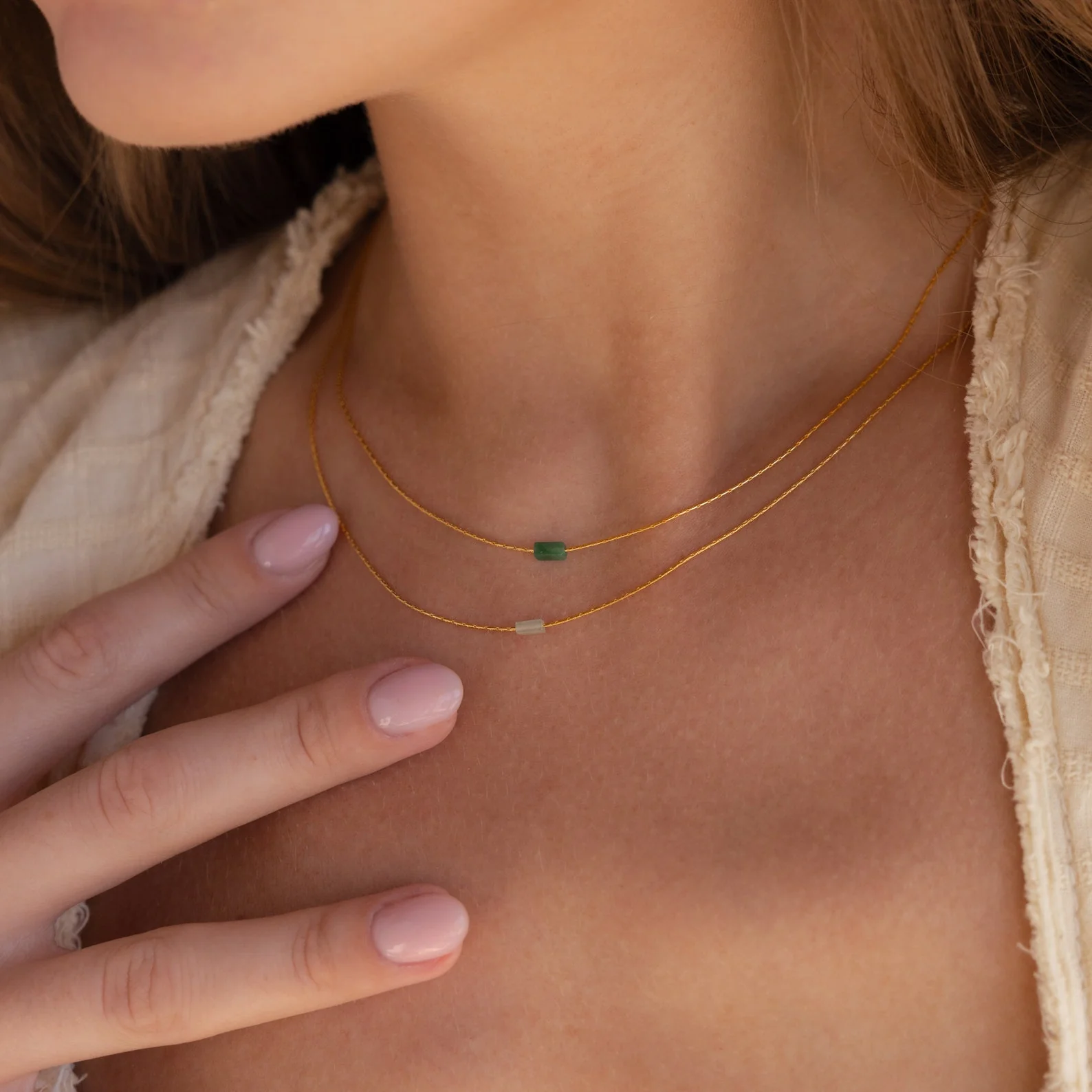 Dainty Aventurine Bar Necklace - Image 7