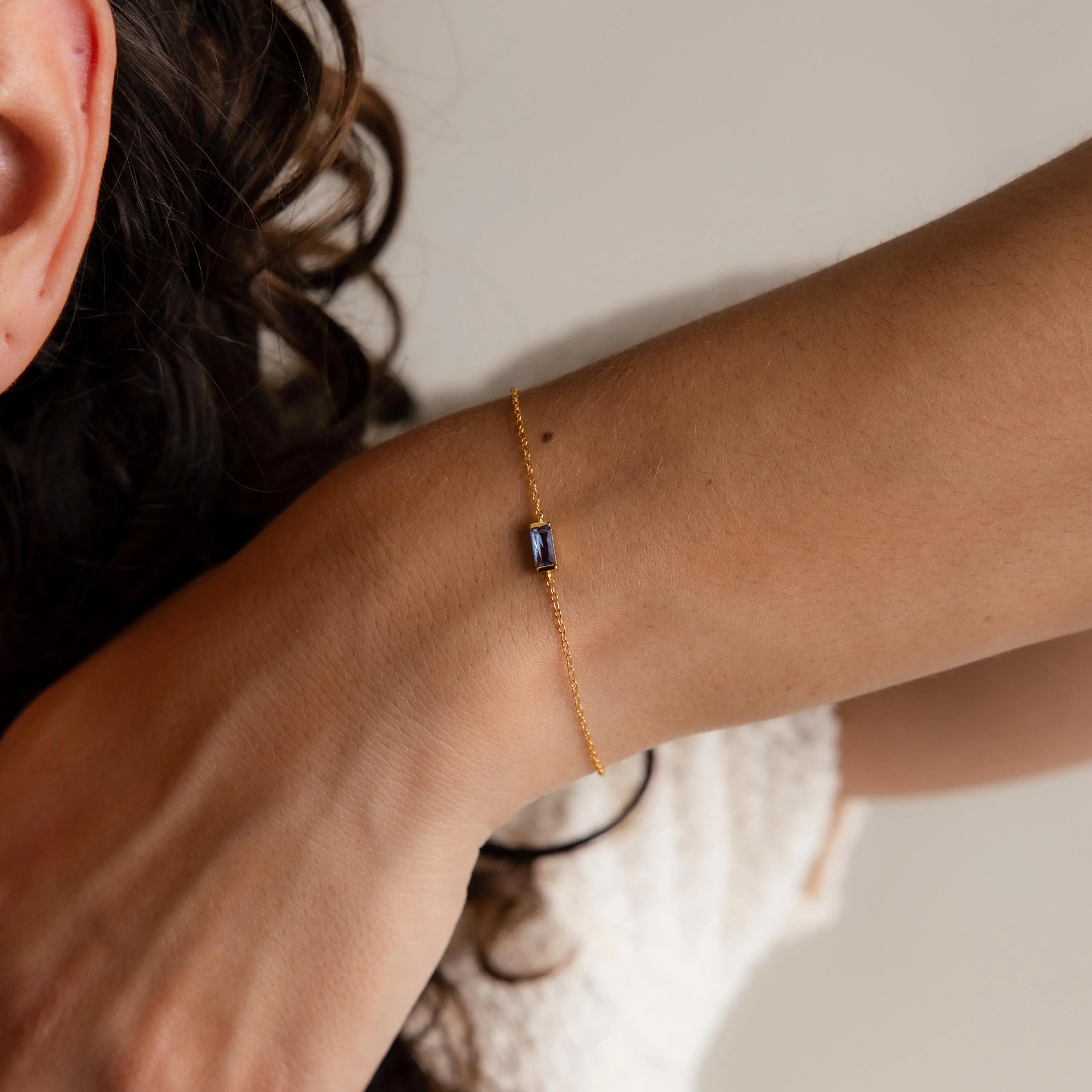 Dainty Baguette Birthstone Bracelet - Image 2