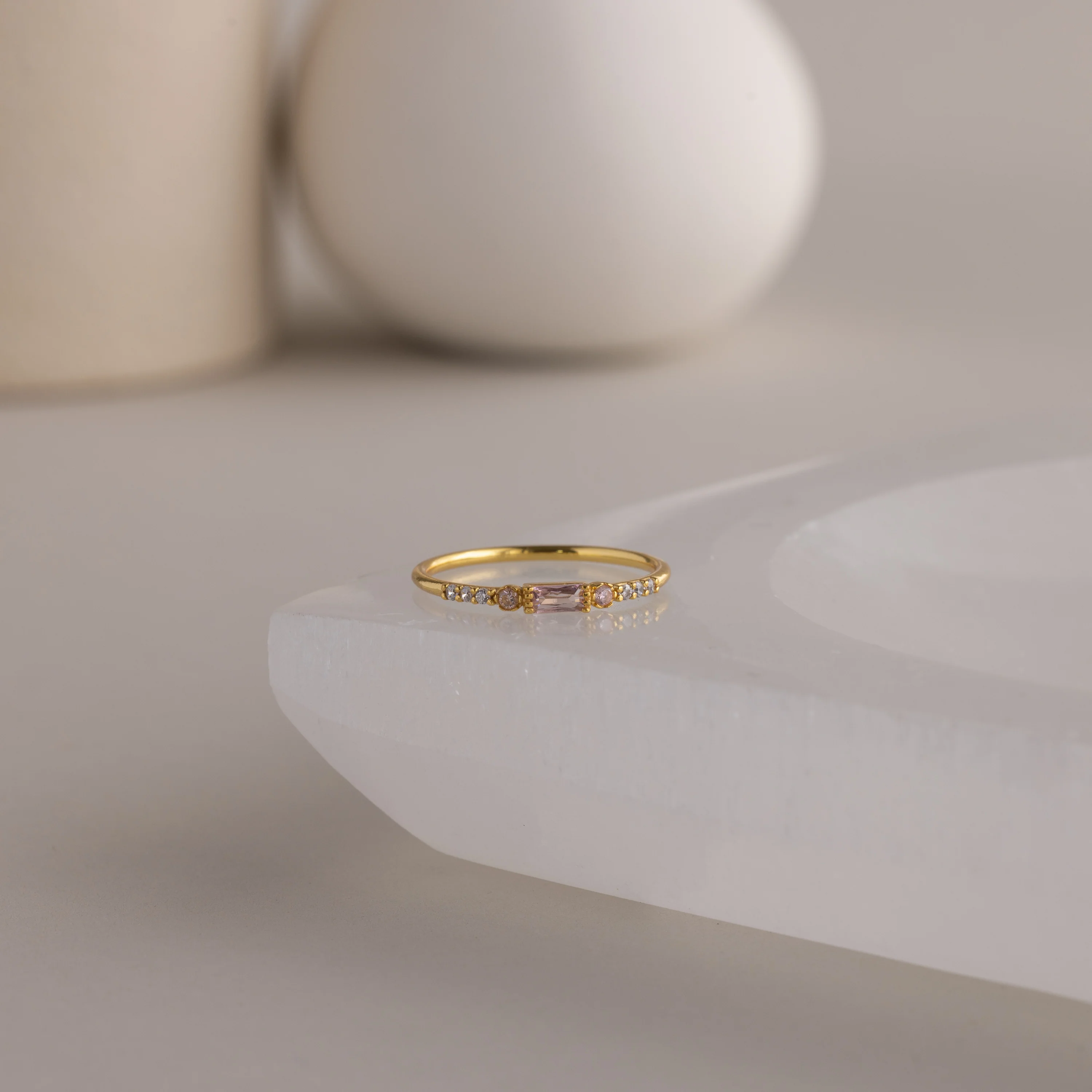 Dainty Baguette Birthstone Ring - Image 11