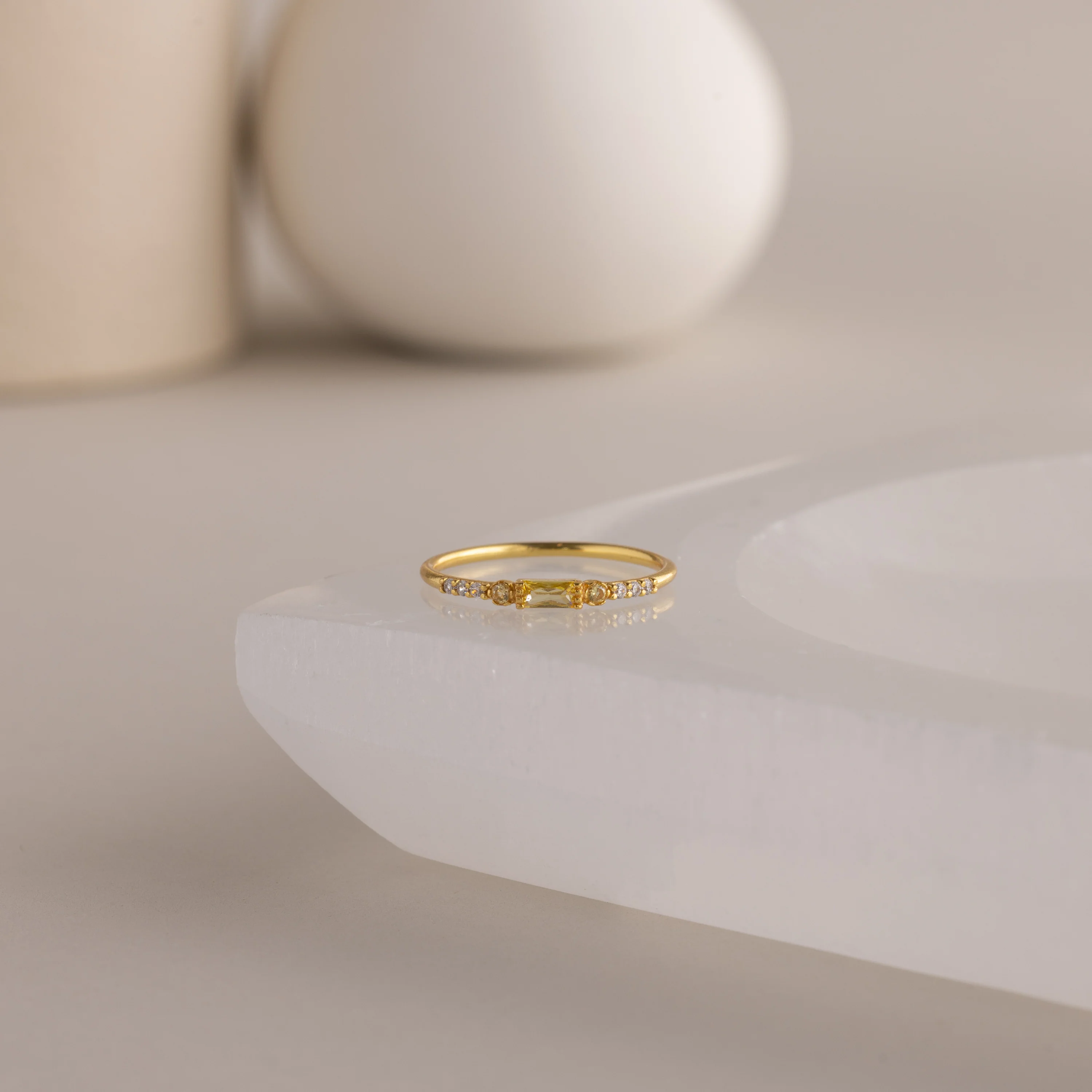 Dainty Baguette Birthstone Ring - Image 14