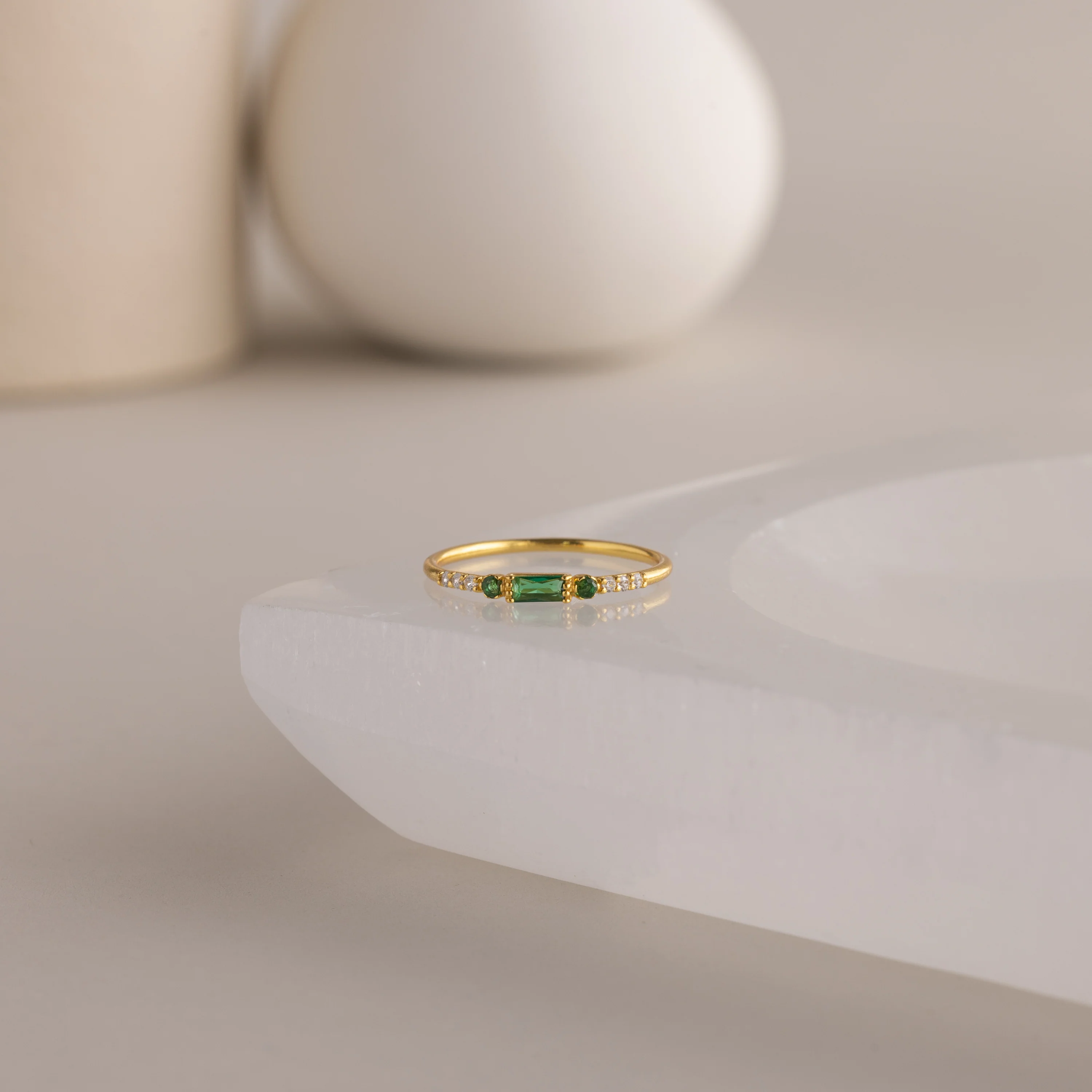 Dainty Baguette Blue Zircon Ring - Image 2