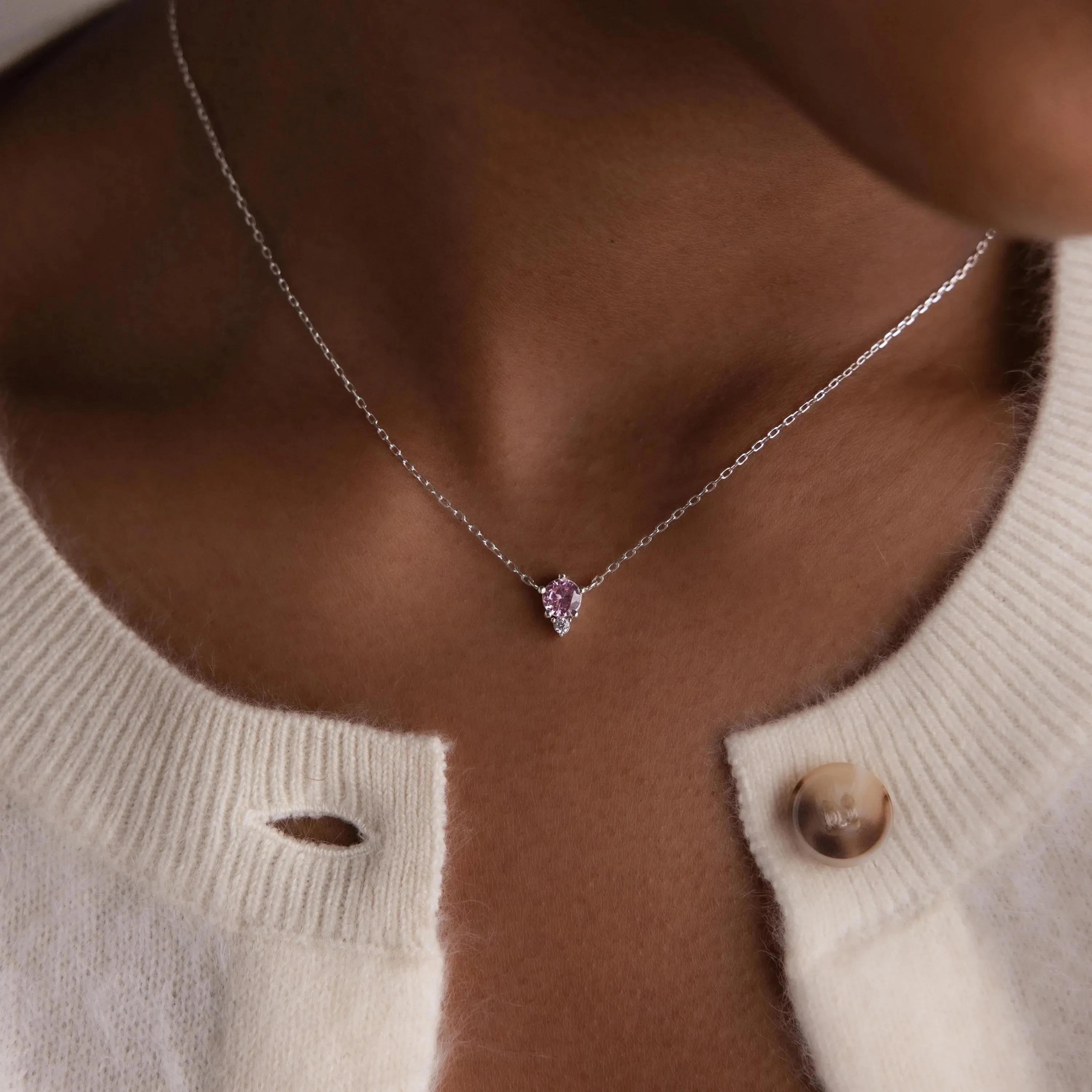 Dainty Birthstone Drop Necklace - Image 4