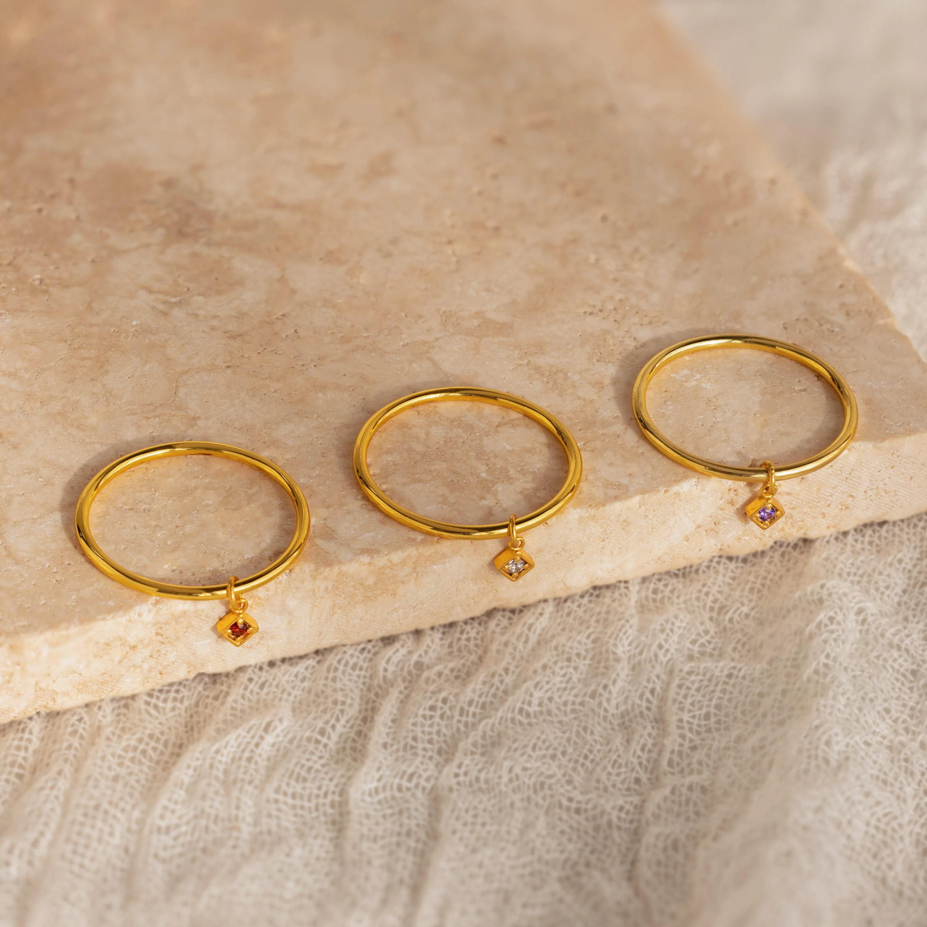 Dainty Birthstone Drop Ring - Image 3