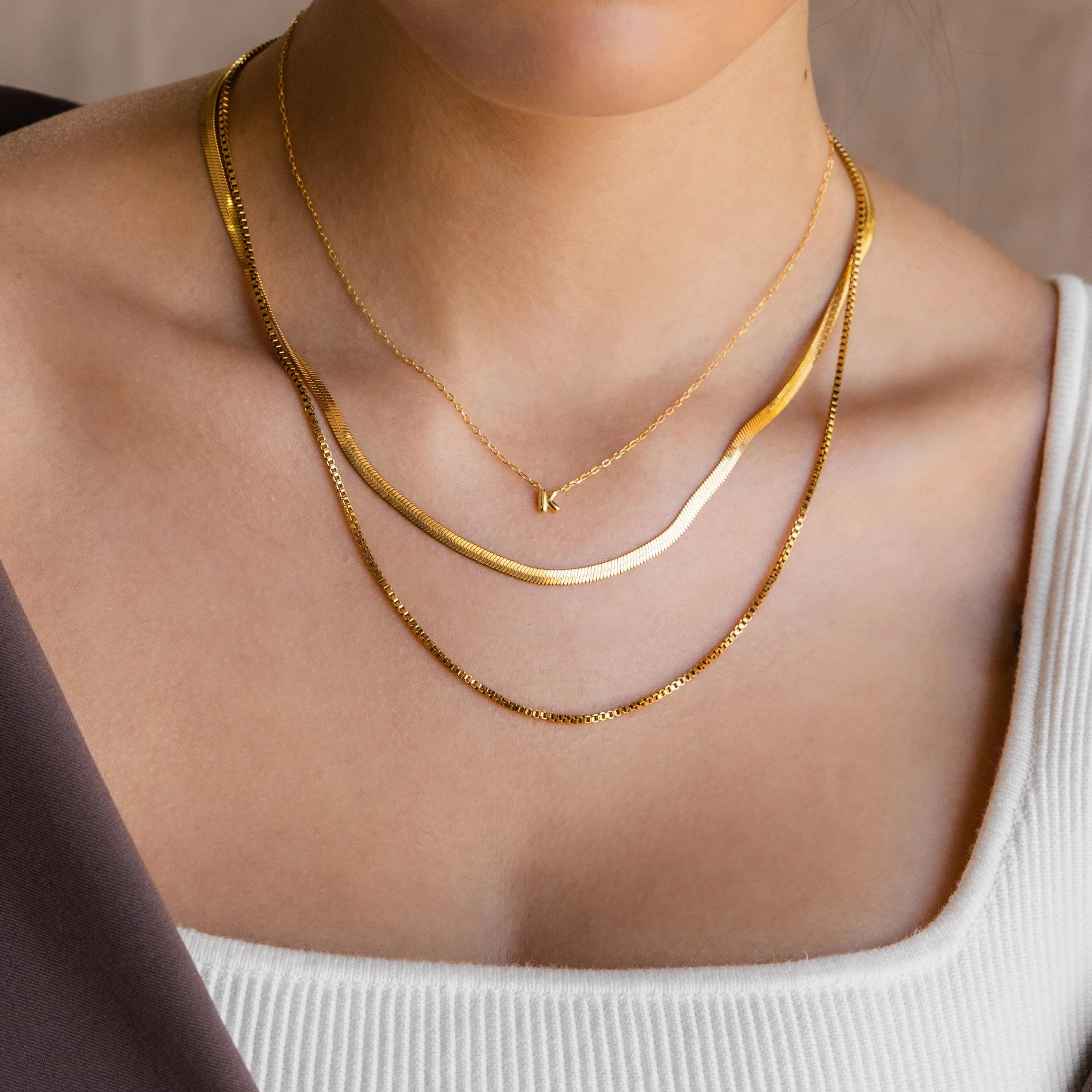 Dainty Bubble Initial Necklace in 18K Gold - Image 4