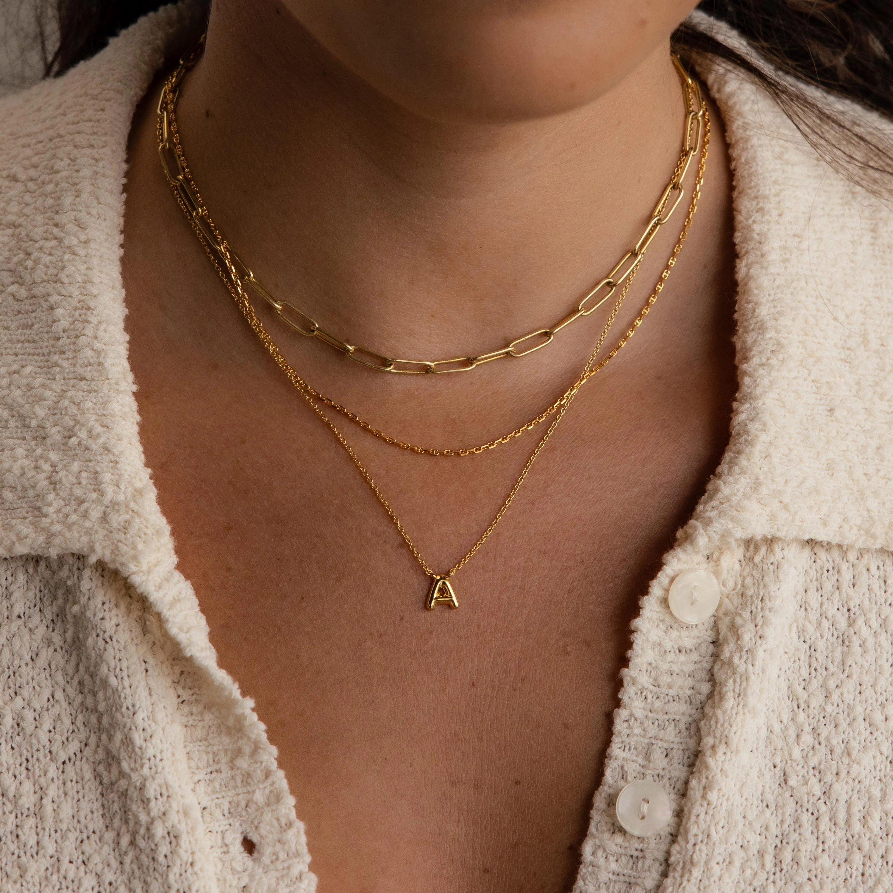 Dainty Bubble Letter Necklace in 18K Gold - Image 4