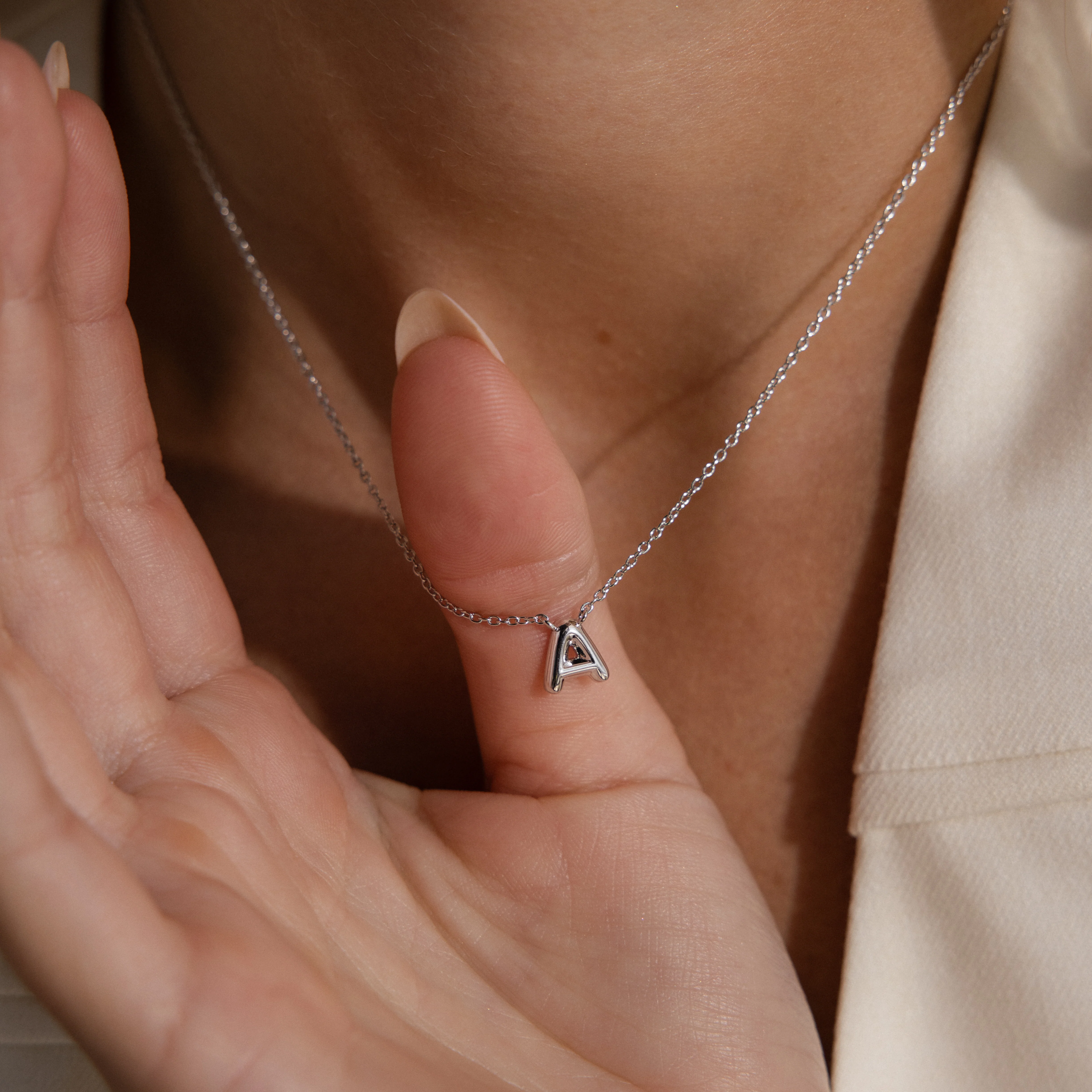 Dainty Bubble Letter Necklace - Image 7