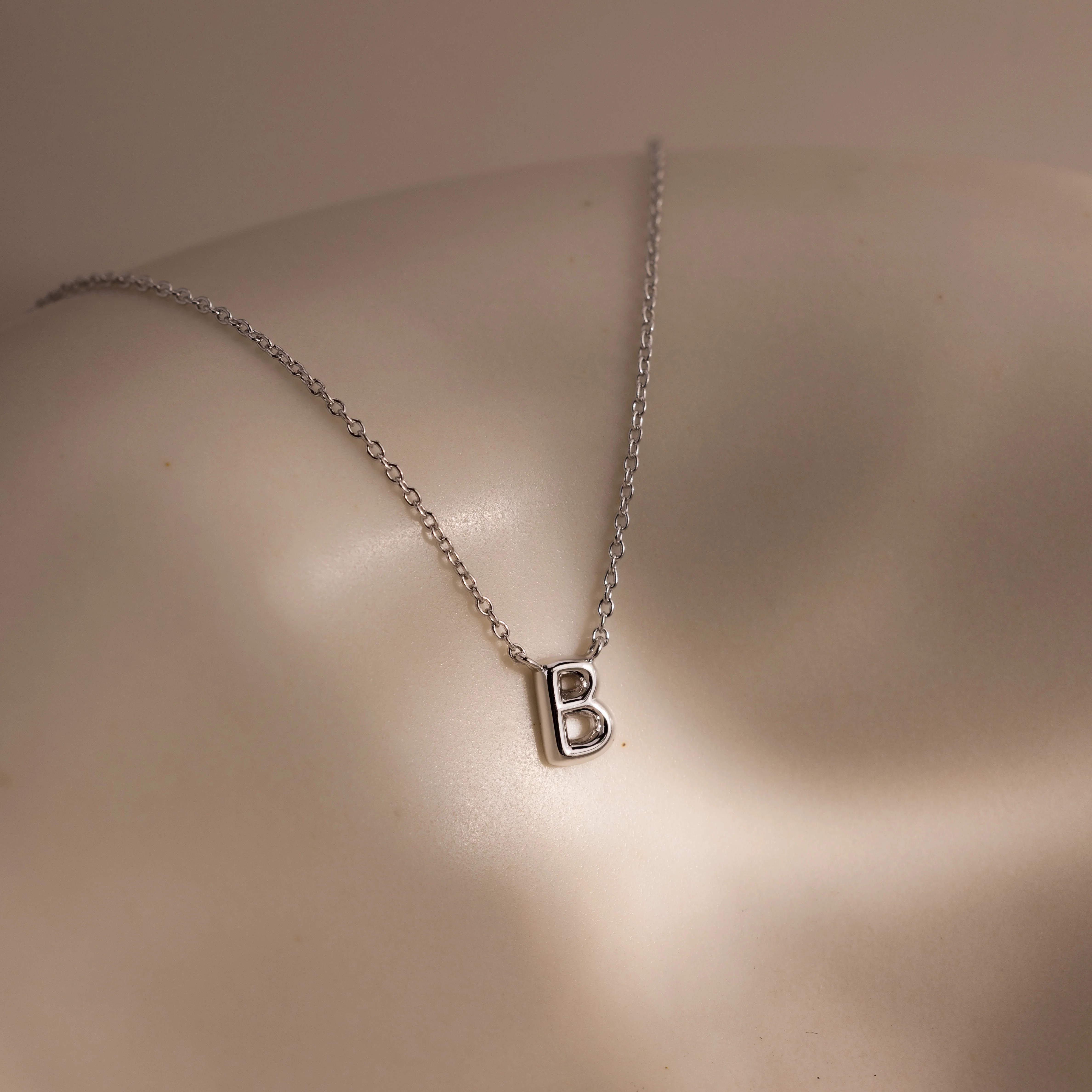 Dainty Bubble Letter Necklace in Silver - Image 10