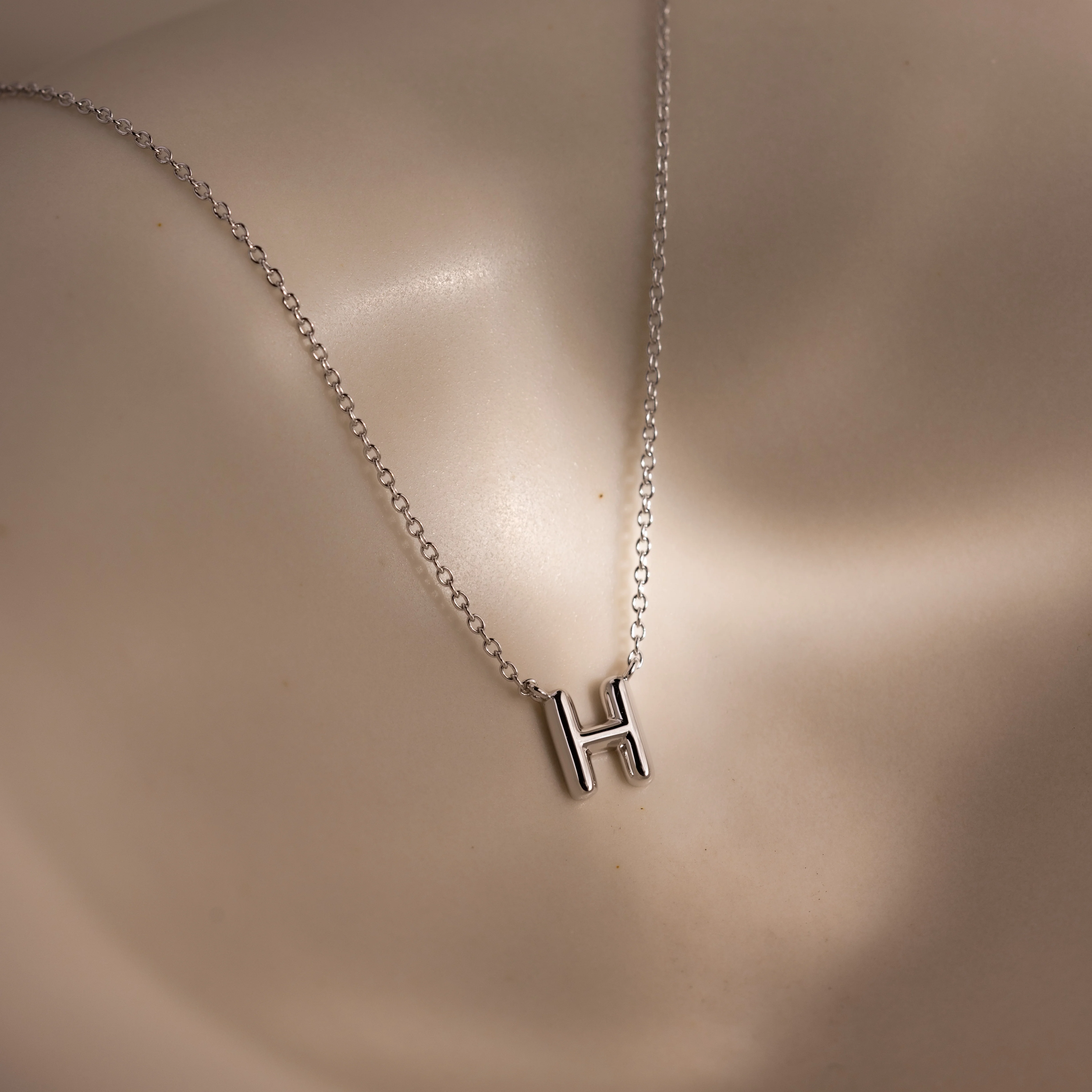 Dainty Bubble Letter Necklace in Silver - Image 27